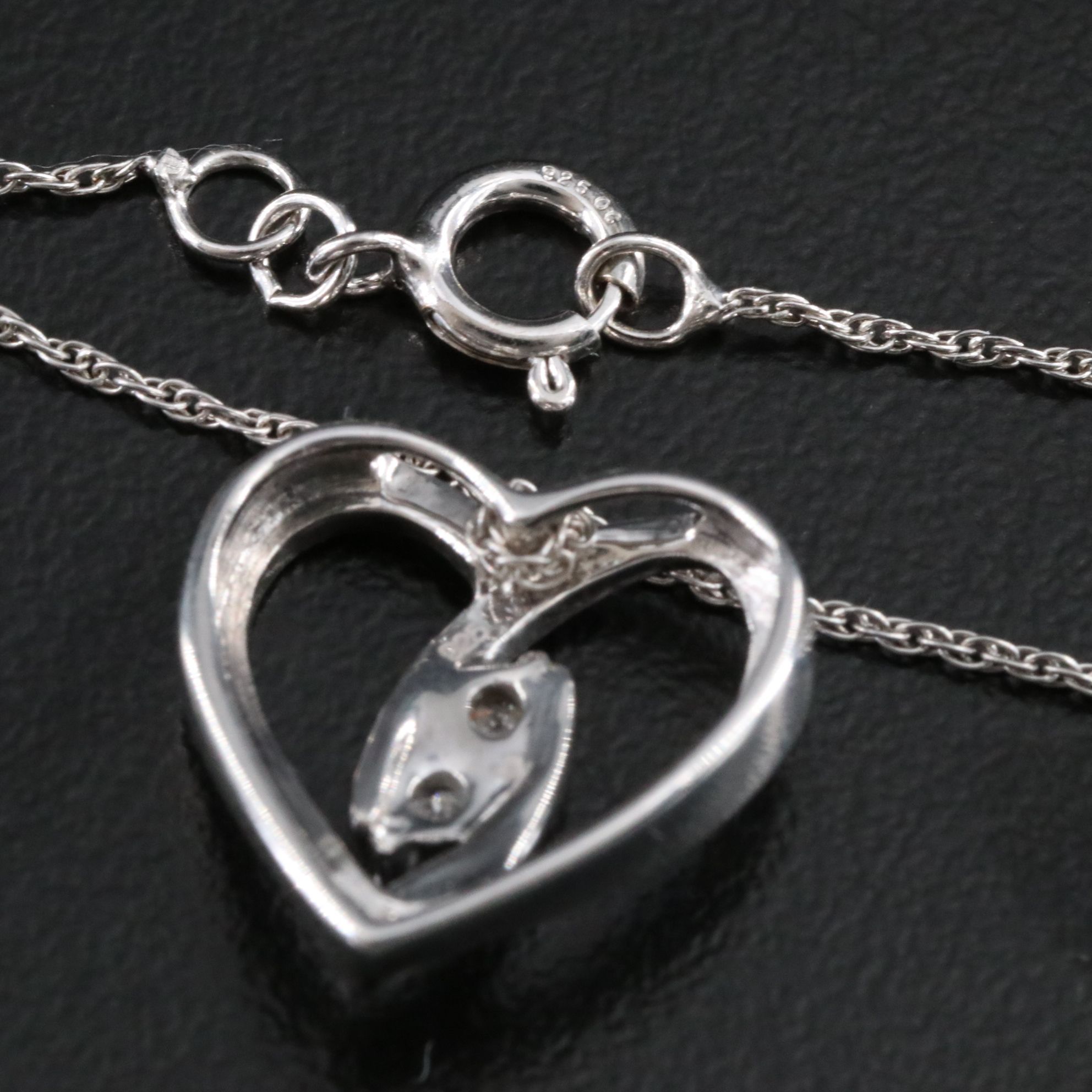 Sterling Diamond Heart Pendant Necklace