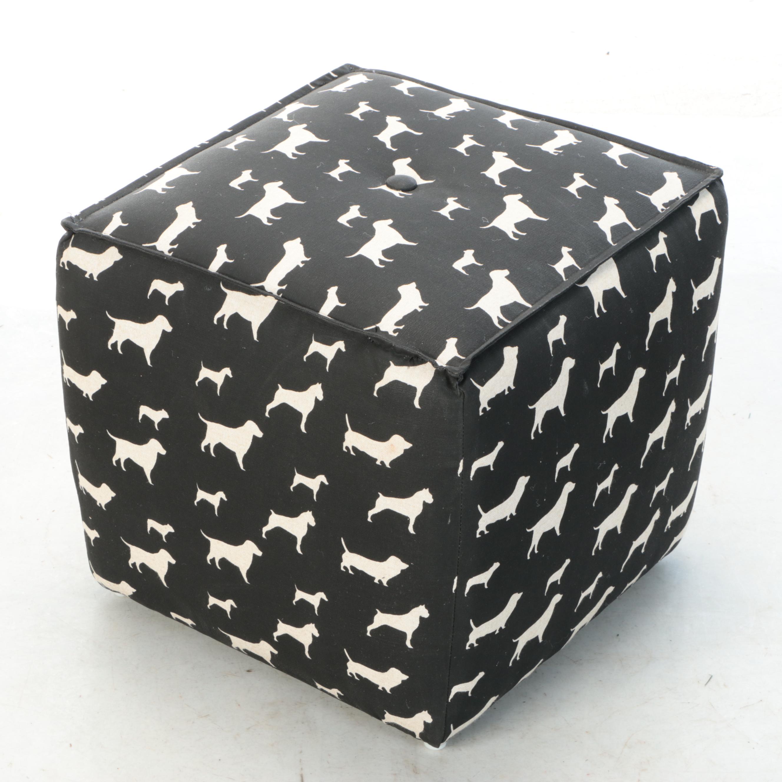 Sherrill Furniture Contemporary "Freinds" Dog Print Pouf Ottomans