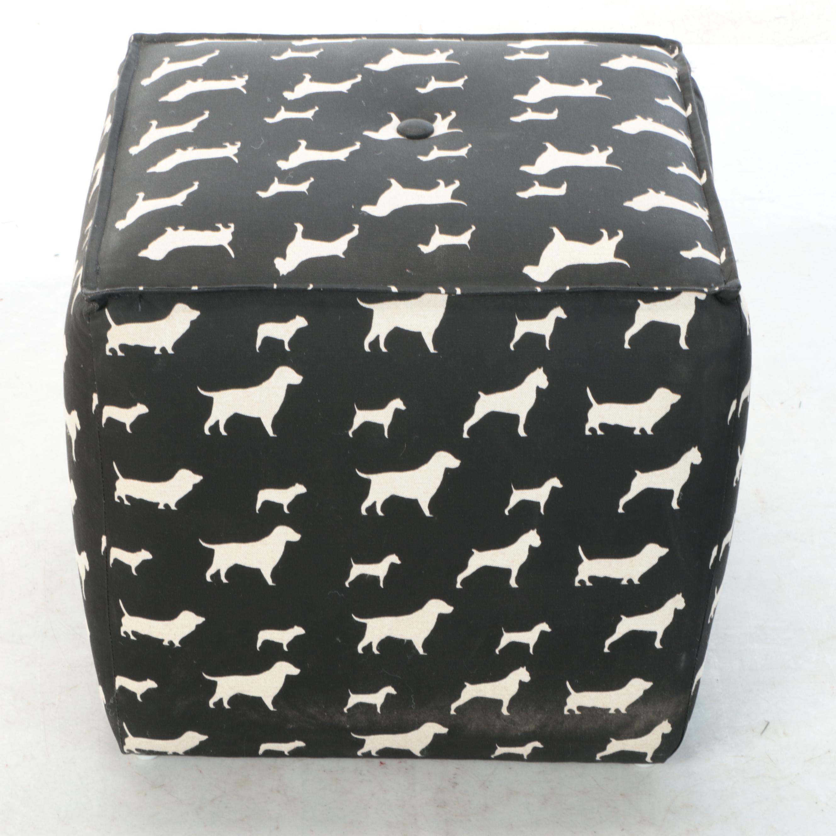Sherrill Furniture Contemporary "Freinds" Dog Print Pouf Ottomans