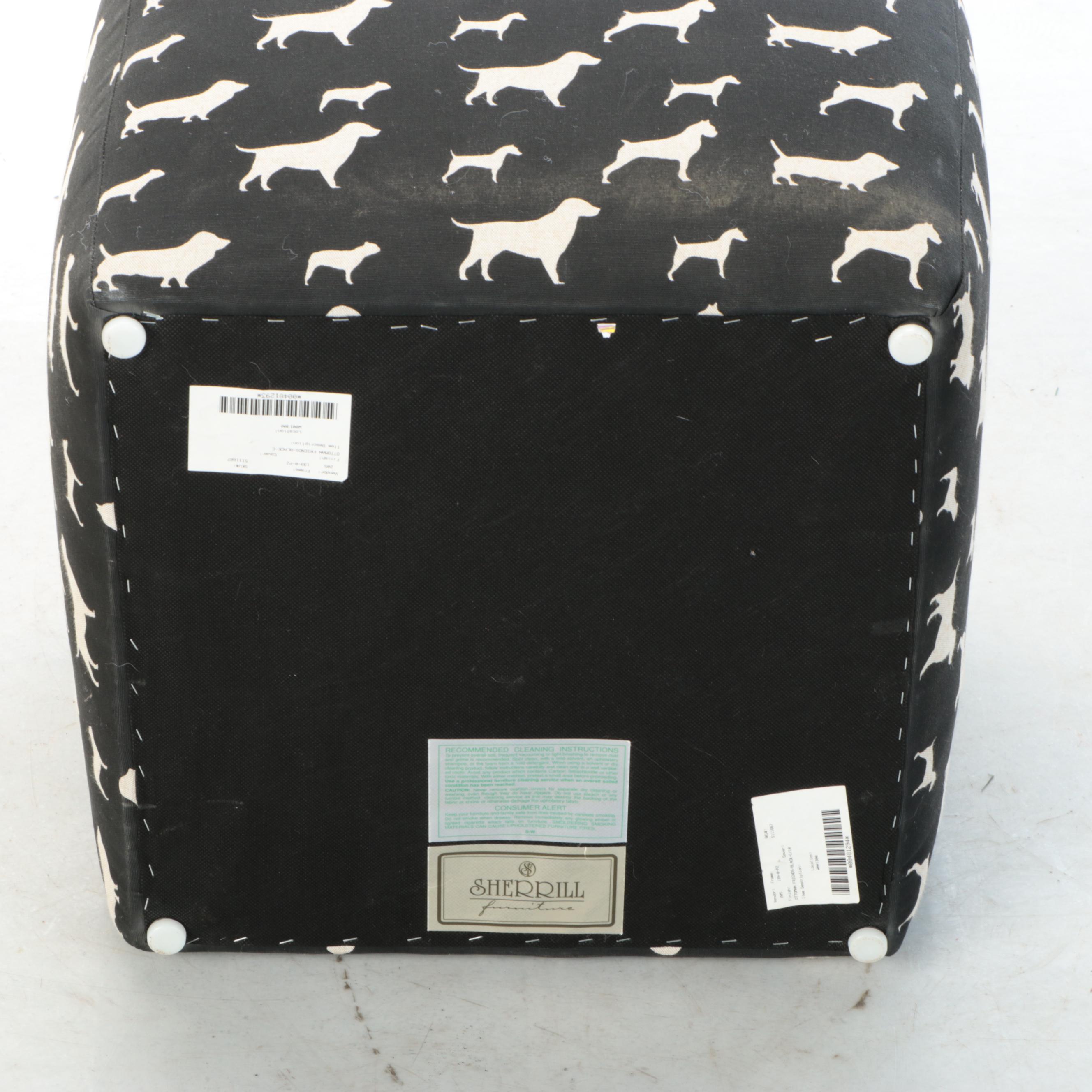 Sherrill Furniture Contemporary "Freinds" Dog Print Pouf Ottomans