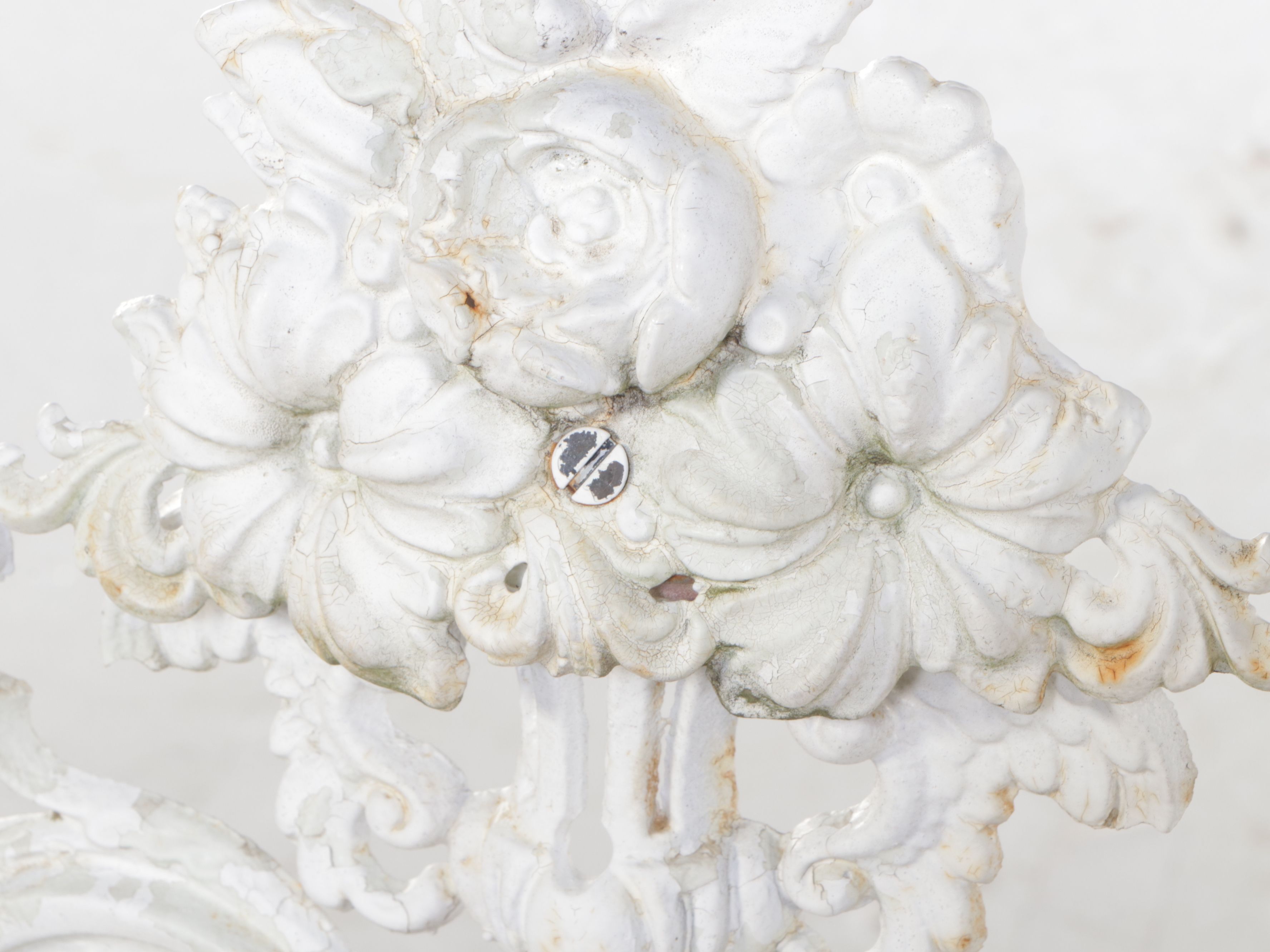 Baroque Style White Painted Cast Iron Garden Bench, 20th Century