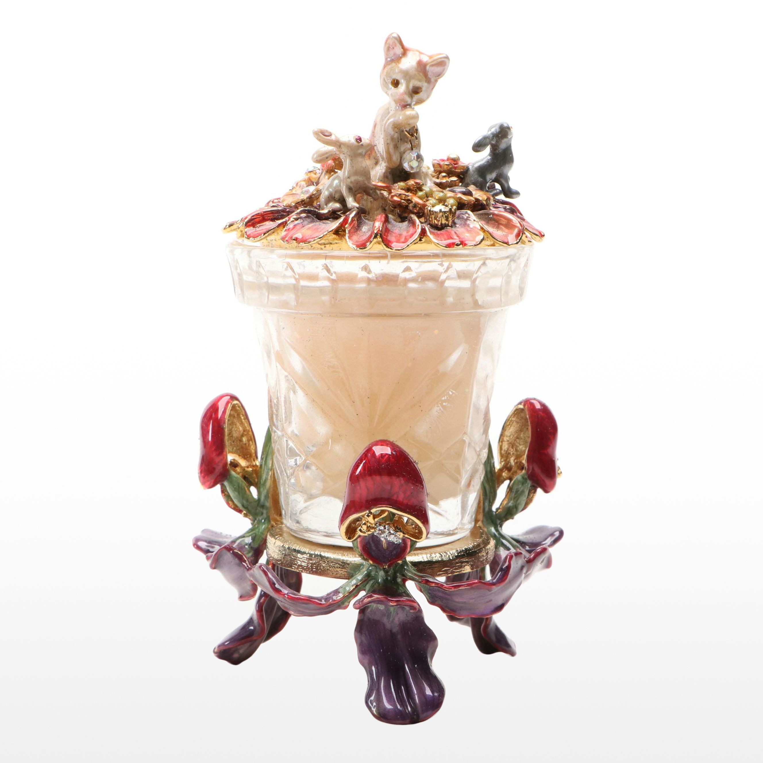Kirks Folly Remember The Magic "Lady Slipper Kitty" Candle and Candle Holder