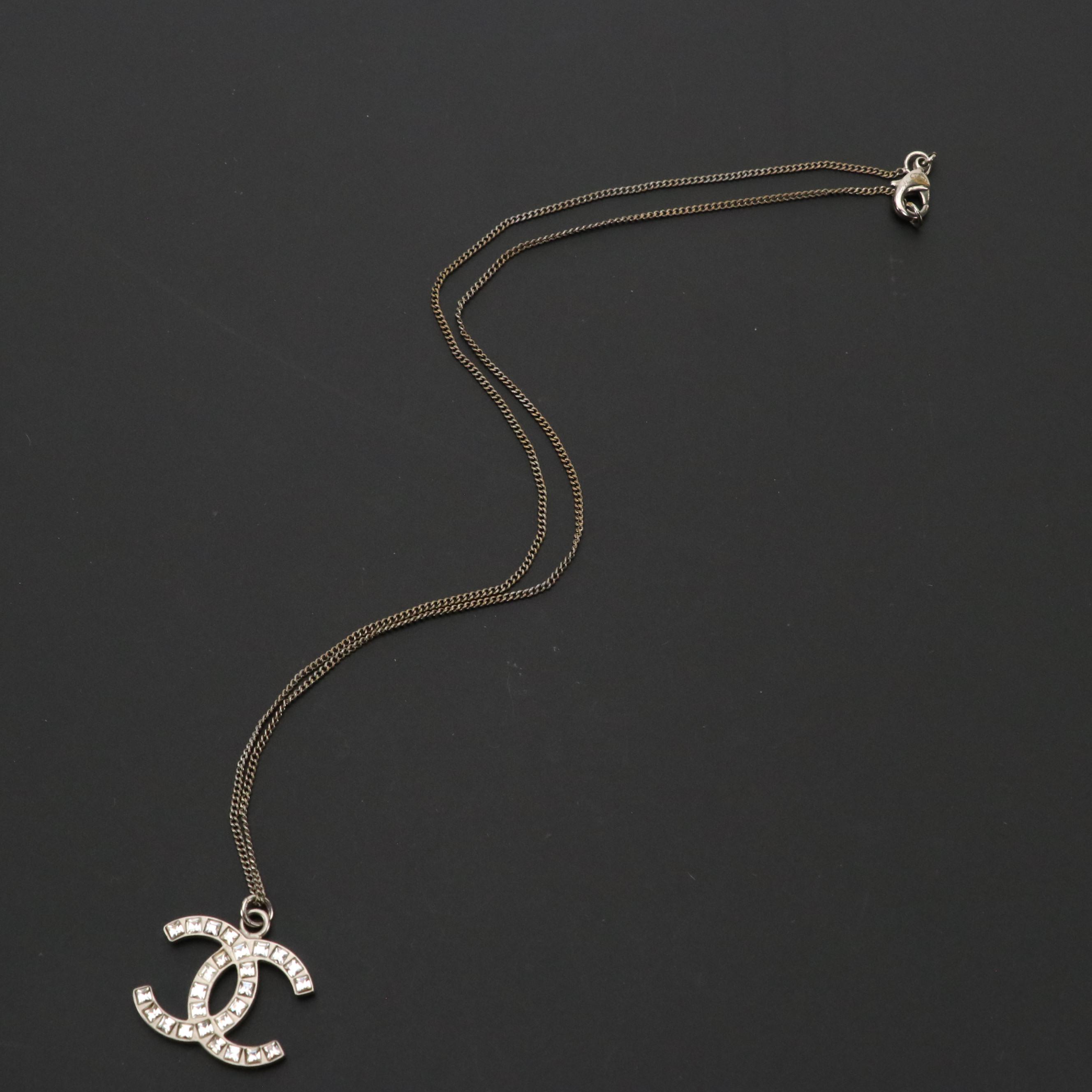 Chanel CC Crystal Pendant Necklace