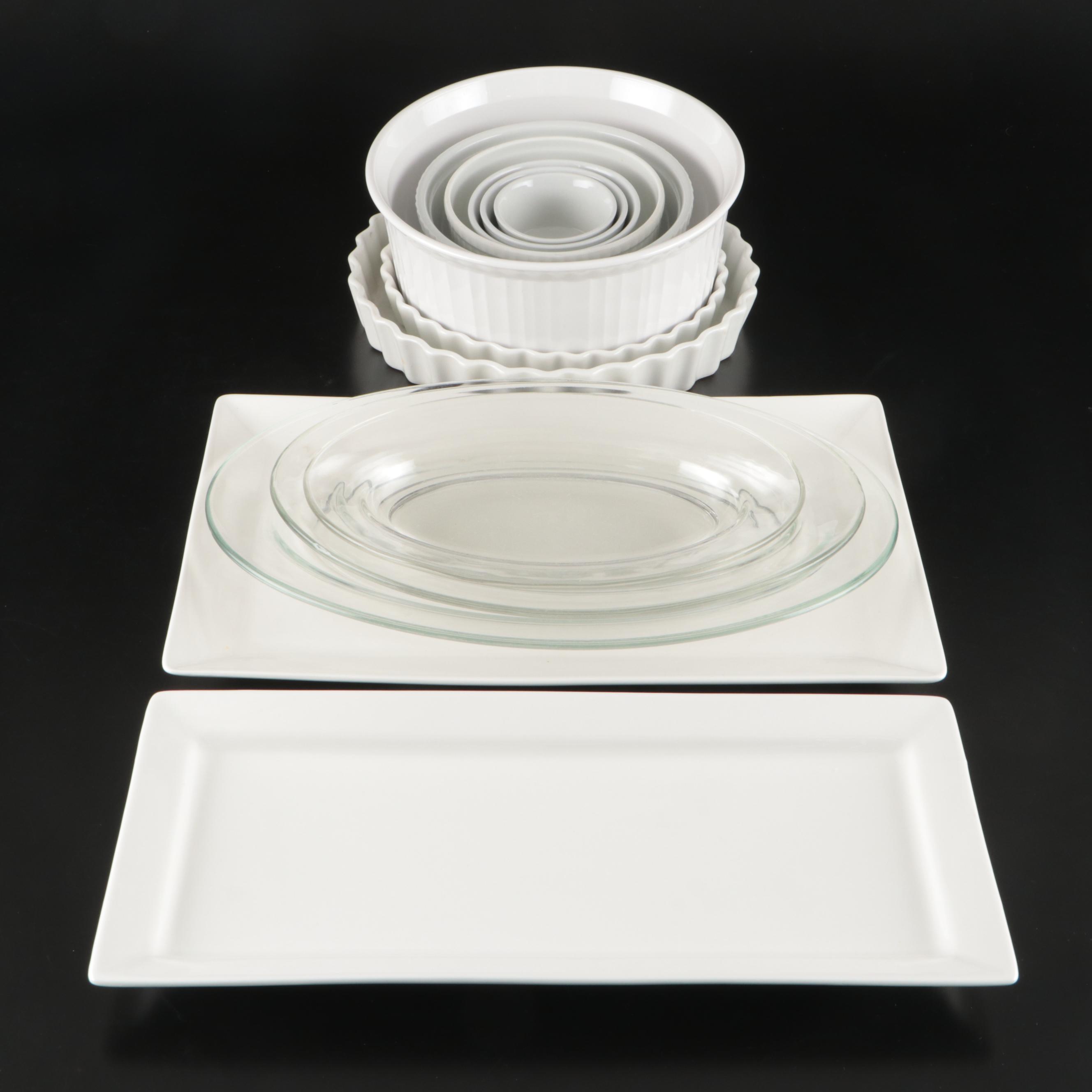 Cordon Bleu Ceramic Ramekins, Pillivuyt Ceramic Pie Pans, and Ceramic Serveware