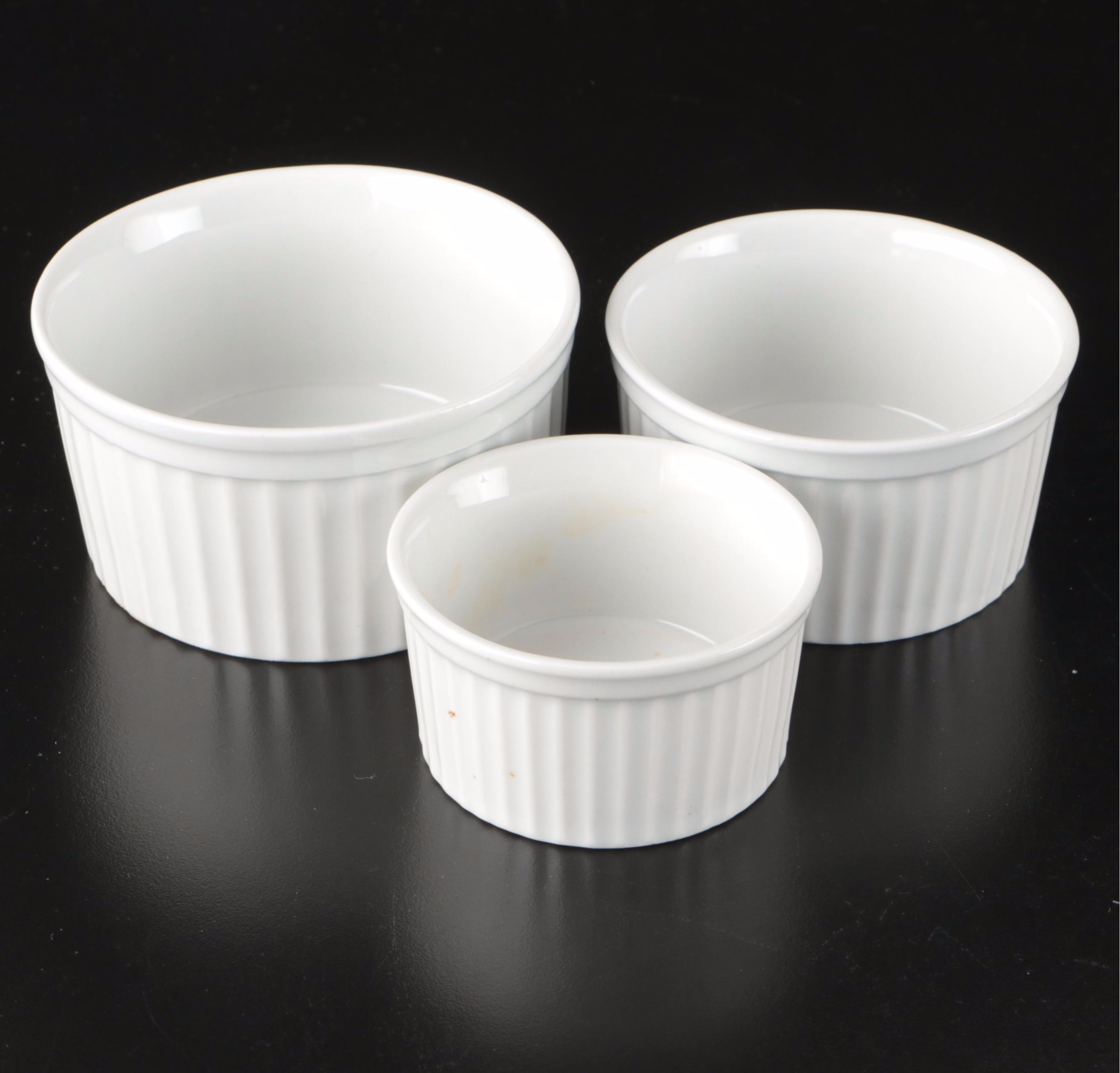 Cordon Bleu Ceramic Ramekins, Pillivuyt Ceramic Pie Pans, and Ceramic Serveware