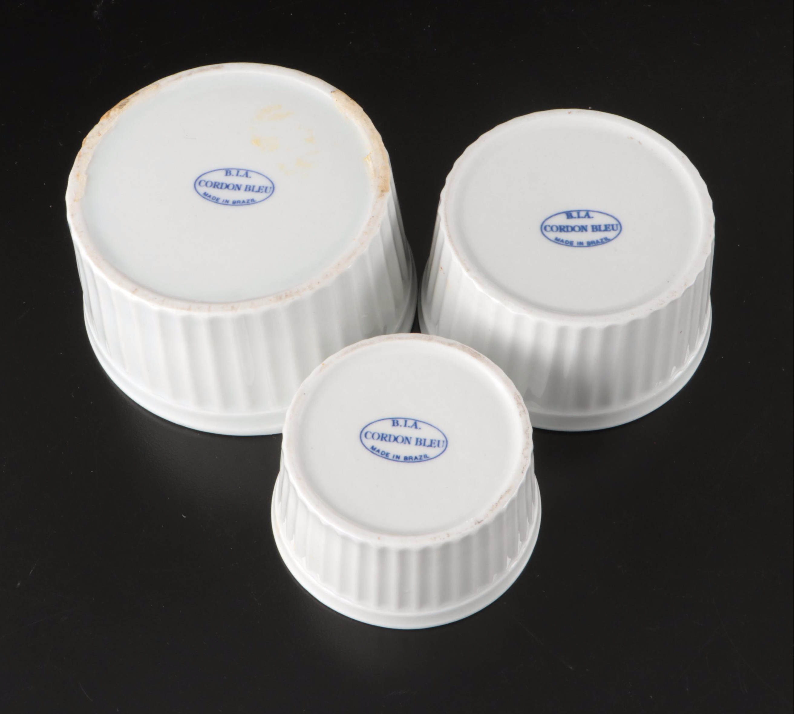 Cordon Bleu Ceramic Ramekins, Pillivuyt Ceramic Pie Pans, and Ceramic Serveware