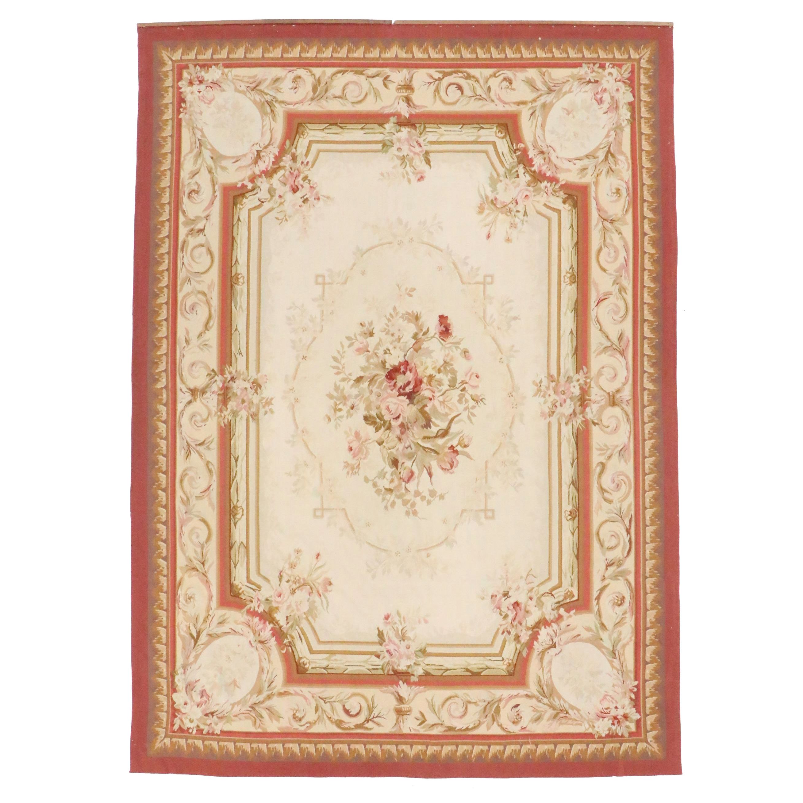 7'11 x 11'1 Handmade Sino-French Aubusson Needlepoint Area Rug