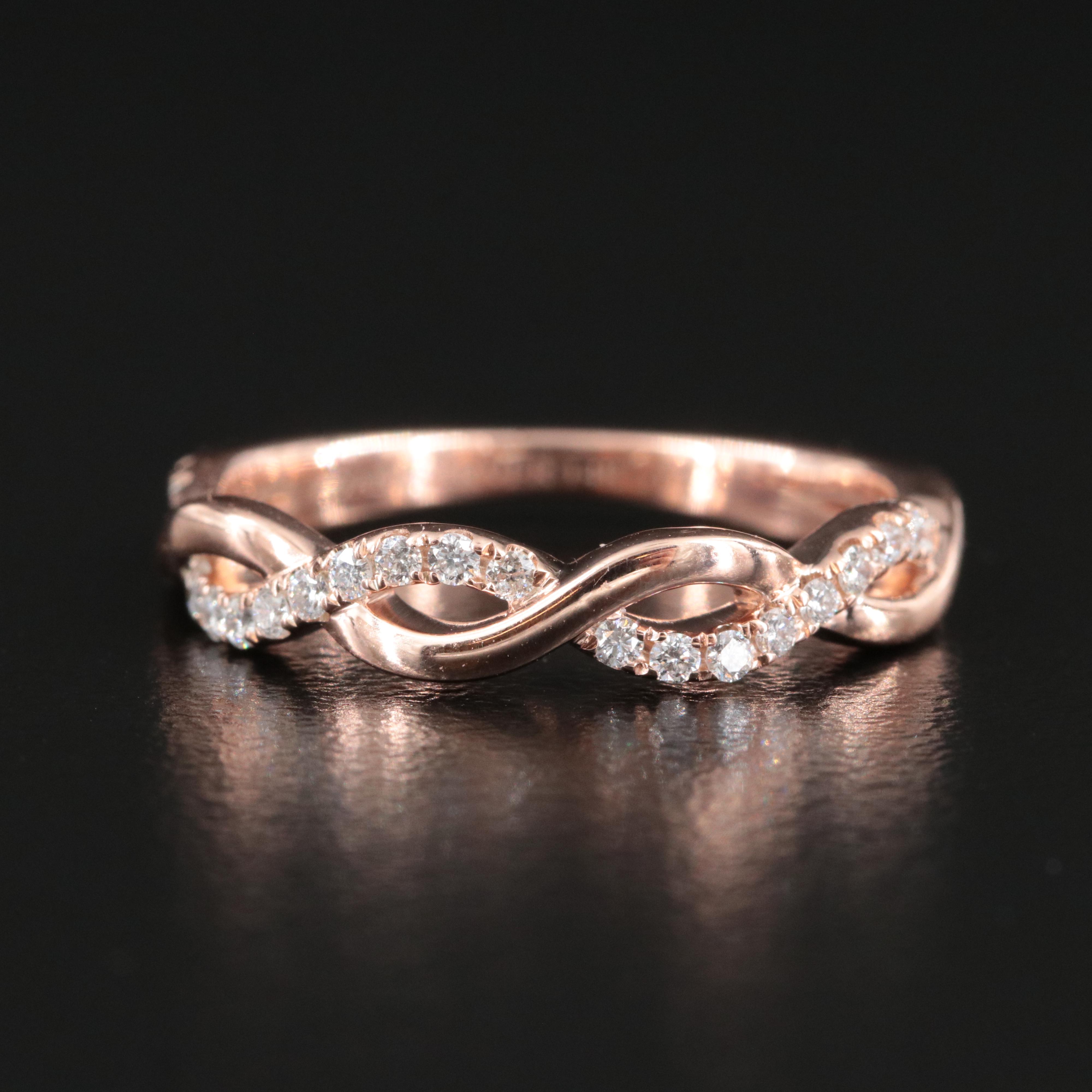 14K Rose Gold 0.20 CTW Diamond Twist Ring