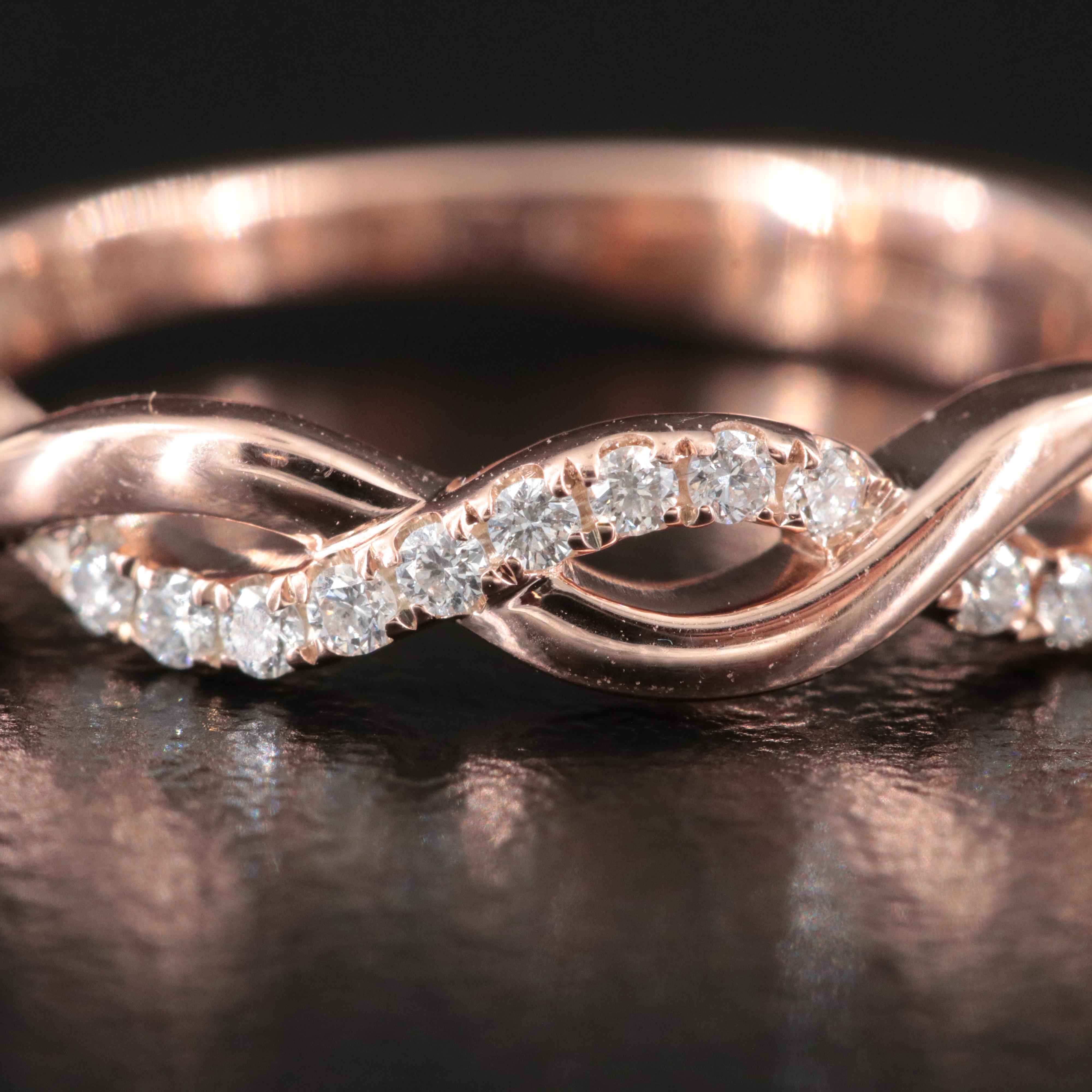 14K Rose Gold 0.20 CTW Diamond Twist Ring