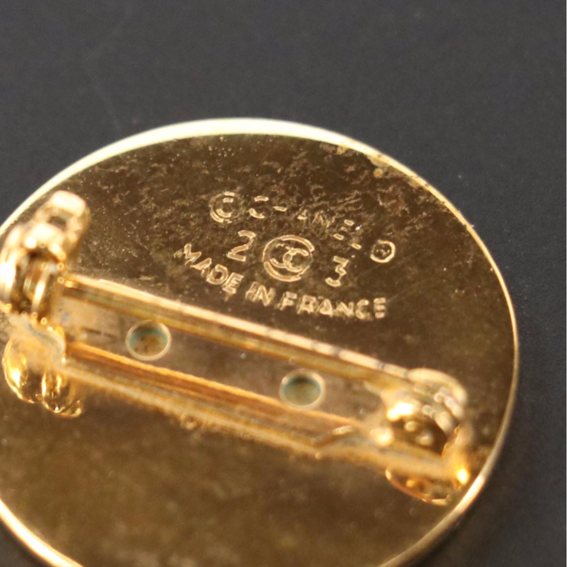 Chanel CC Logo Brooch Pin with Purse Dangle