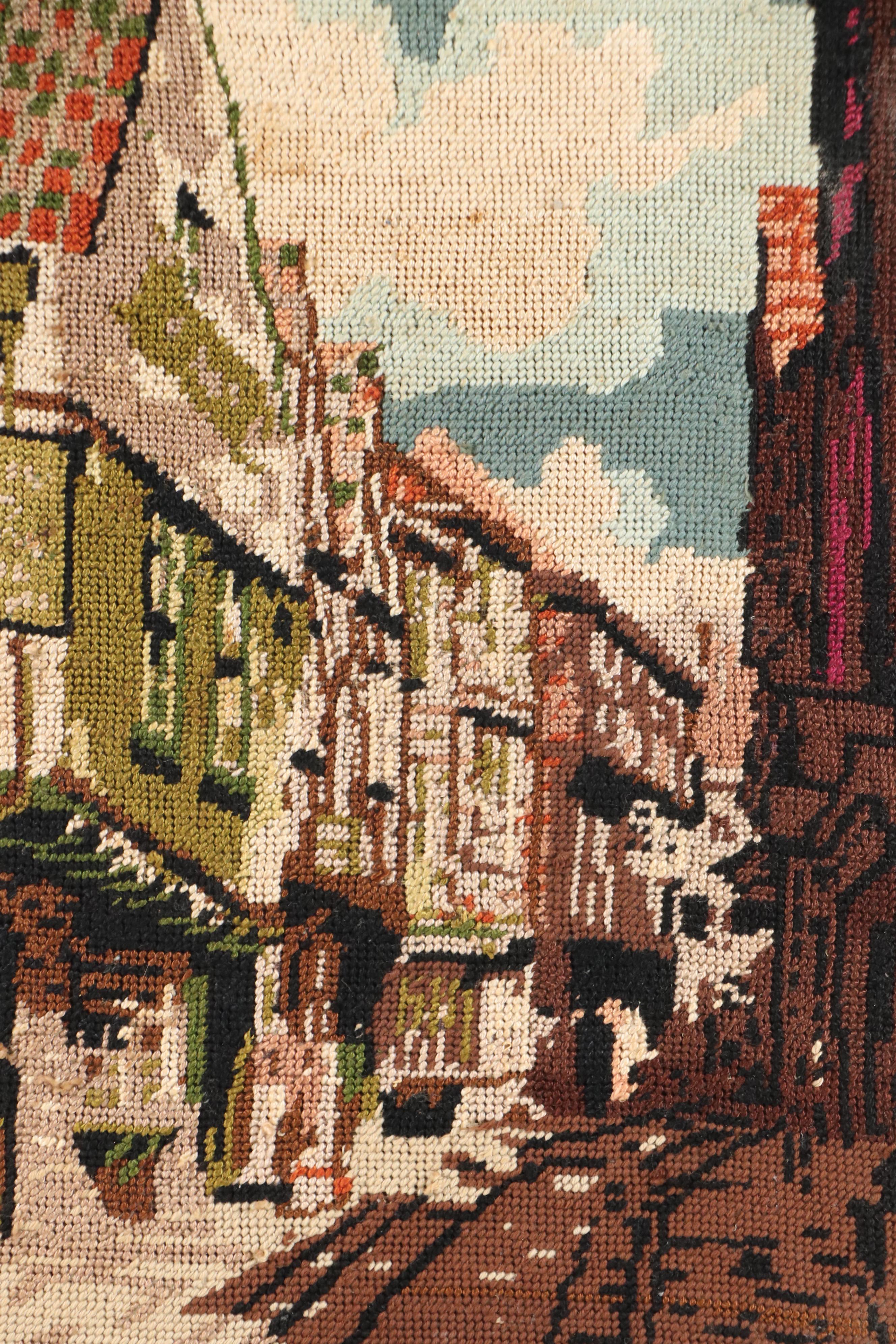 Needlepoint "The Shambles" City of York Narrow Street Scene with Shops