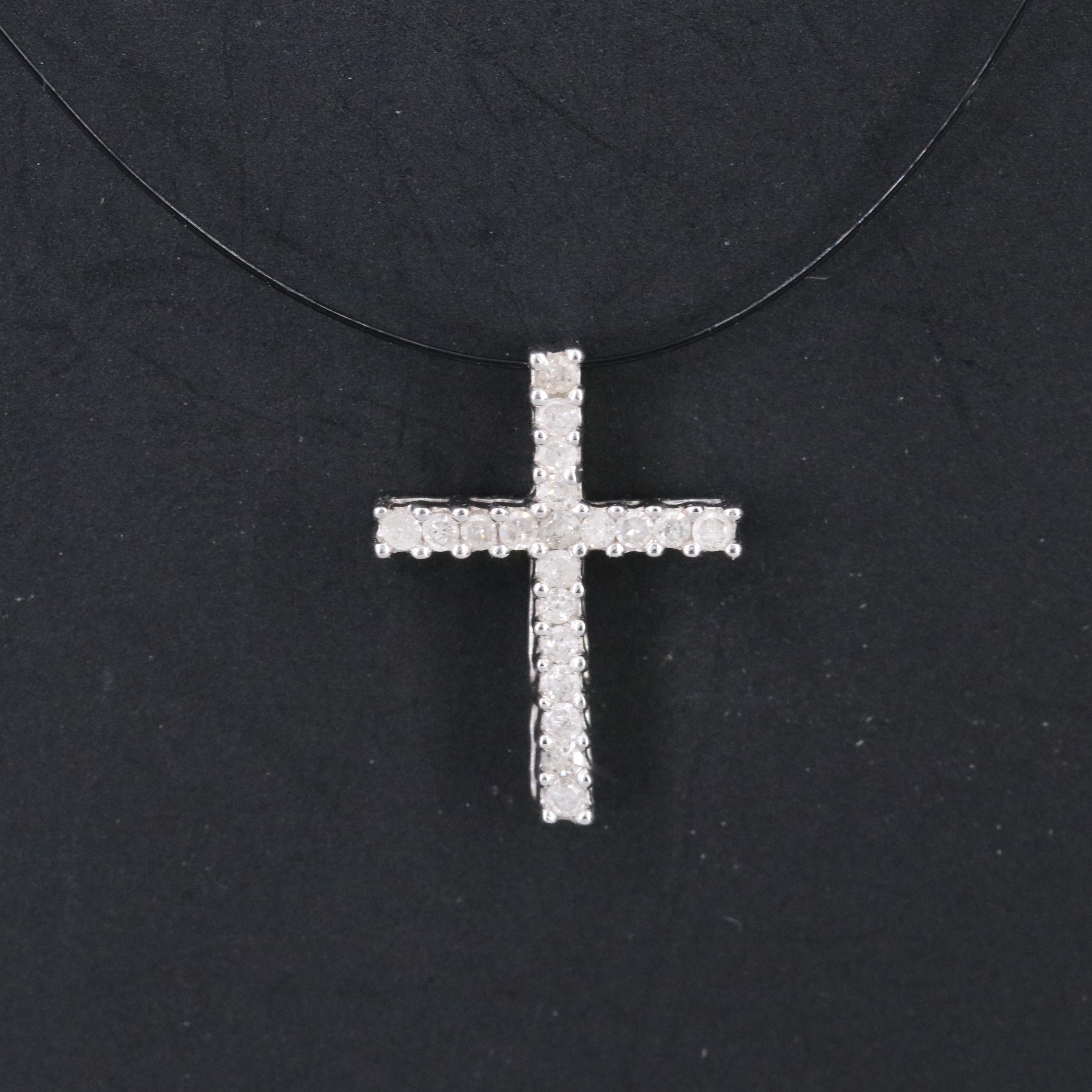 14K 0.11 CTW Diamond Cross Pendant