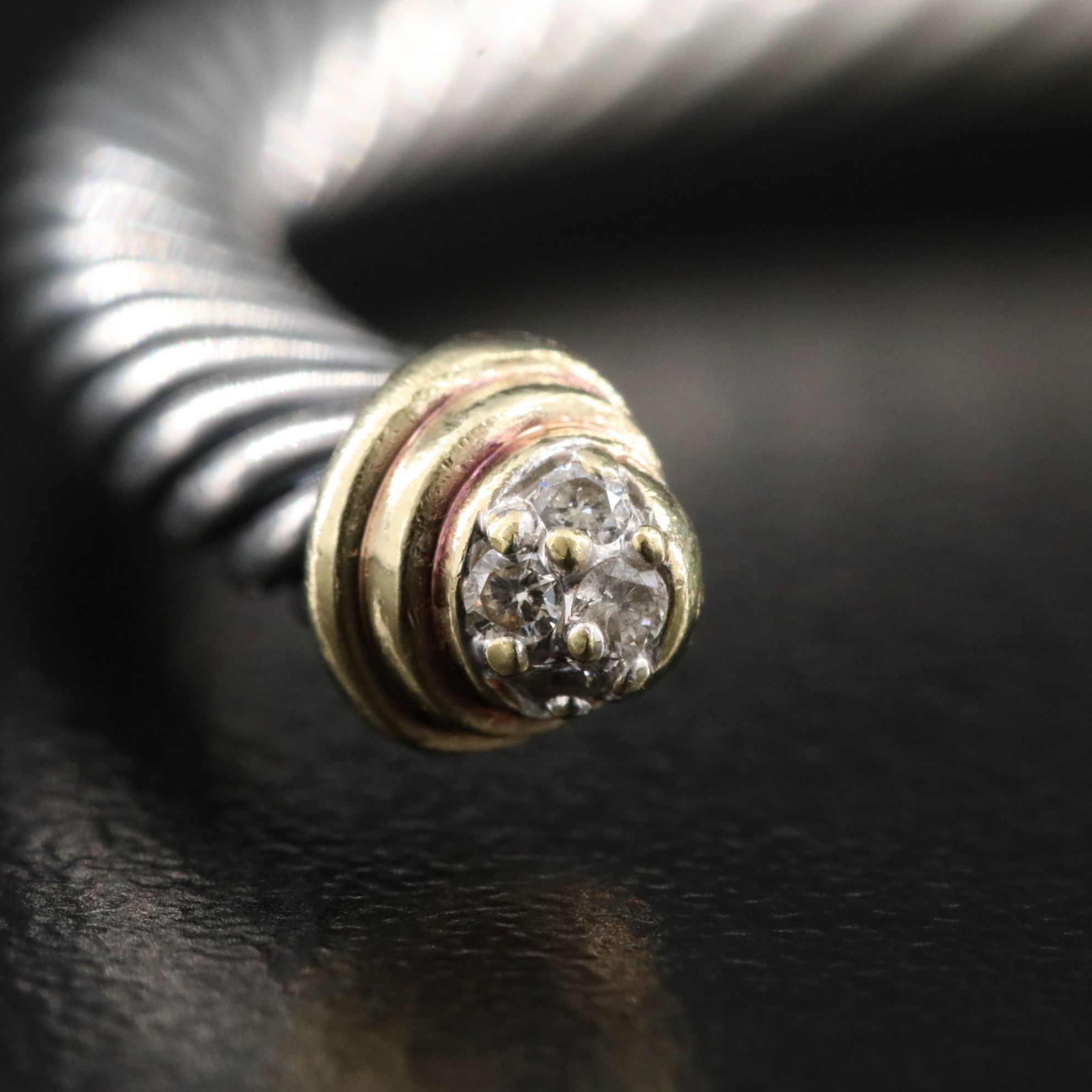 David Yurman Classic Cable Sterling 0.09 CTW Diamond Cuff with 18K Accents