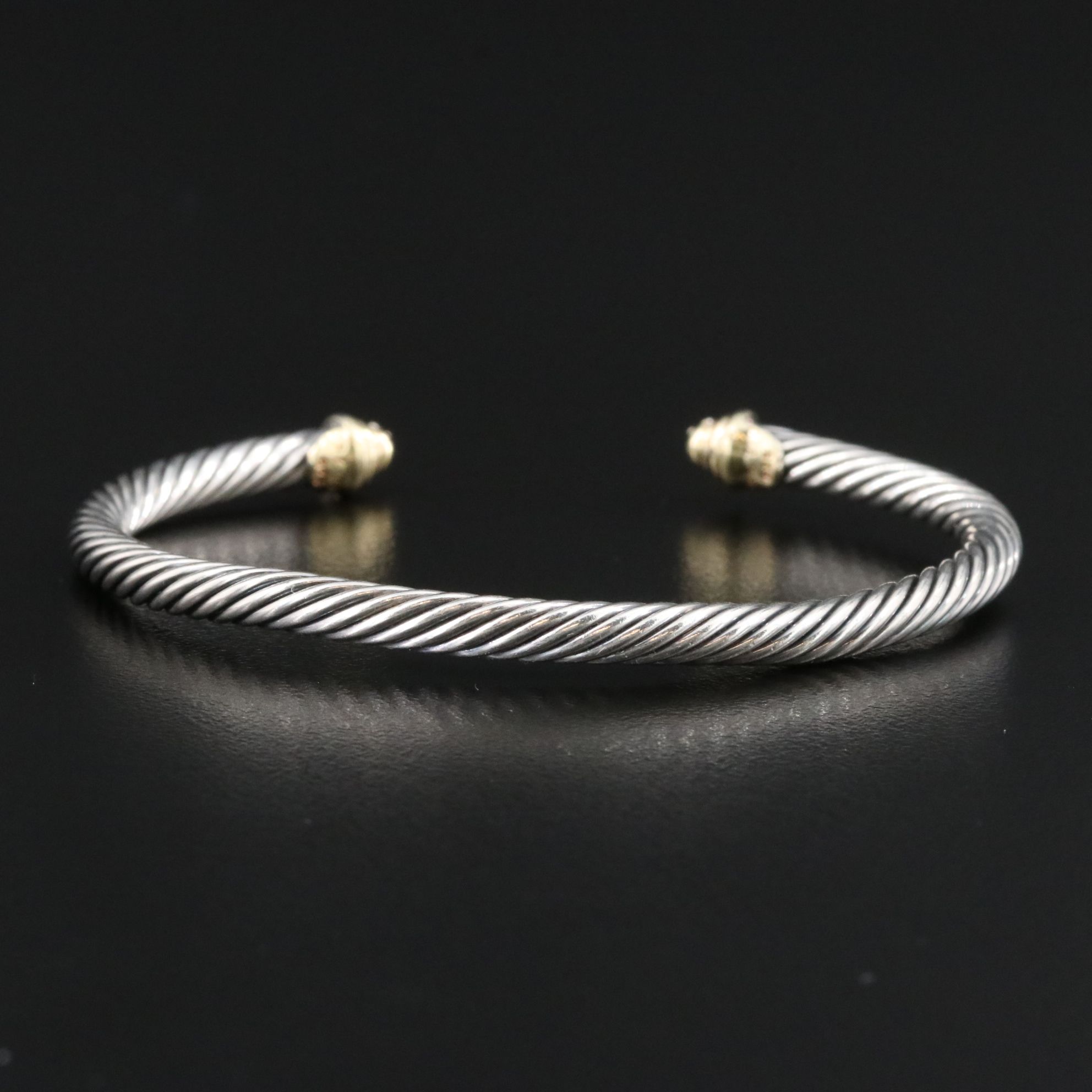 David Yurman Classic Cable Sterling 0.09 CTW Diamond Cuff with 18K Accents
