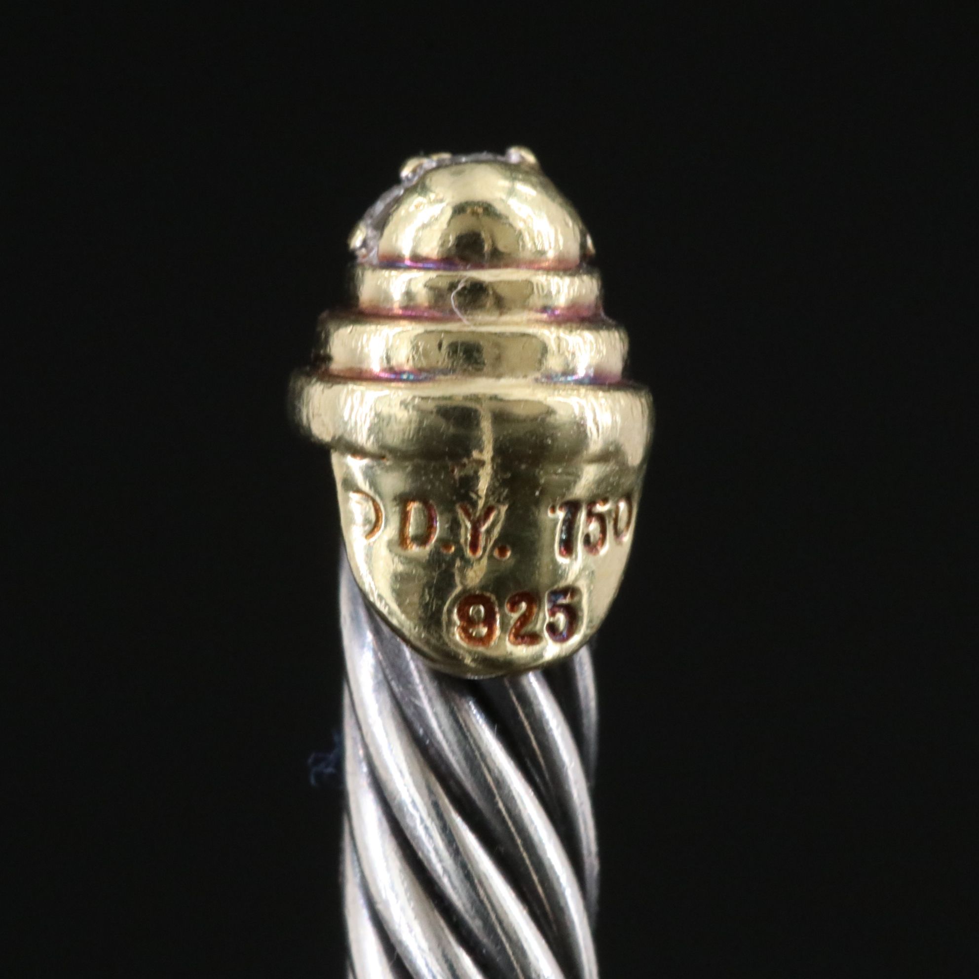 David Yurman Classic Cable Sterling 0.09 CTW Diamond Cuff with 18K Accents