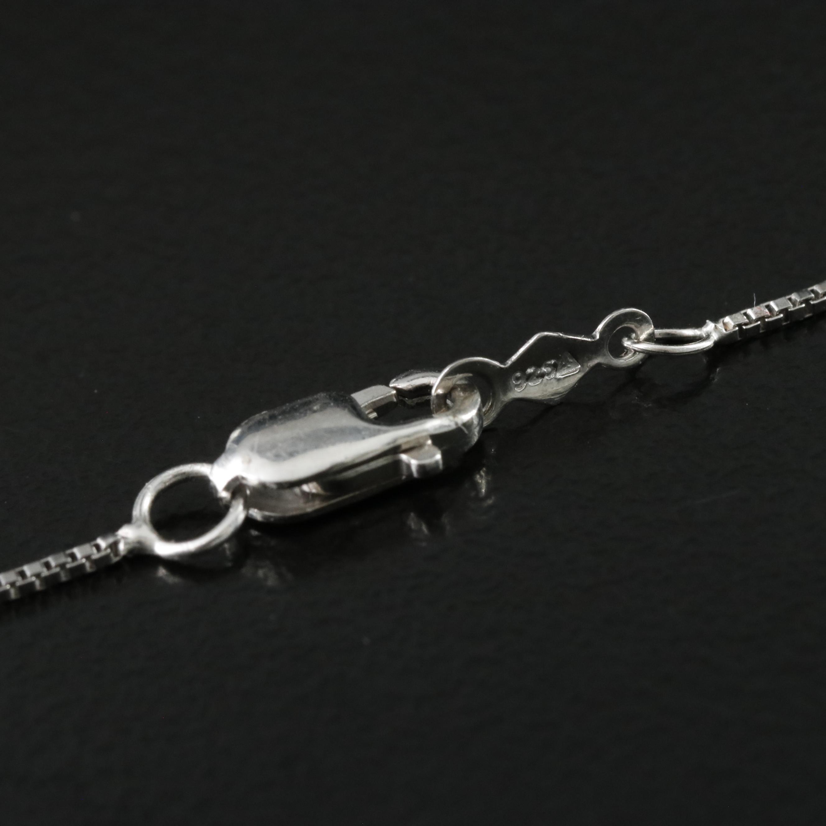 Sterling Diamond Pendant Necklace Including Fancy Blue Diamonds