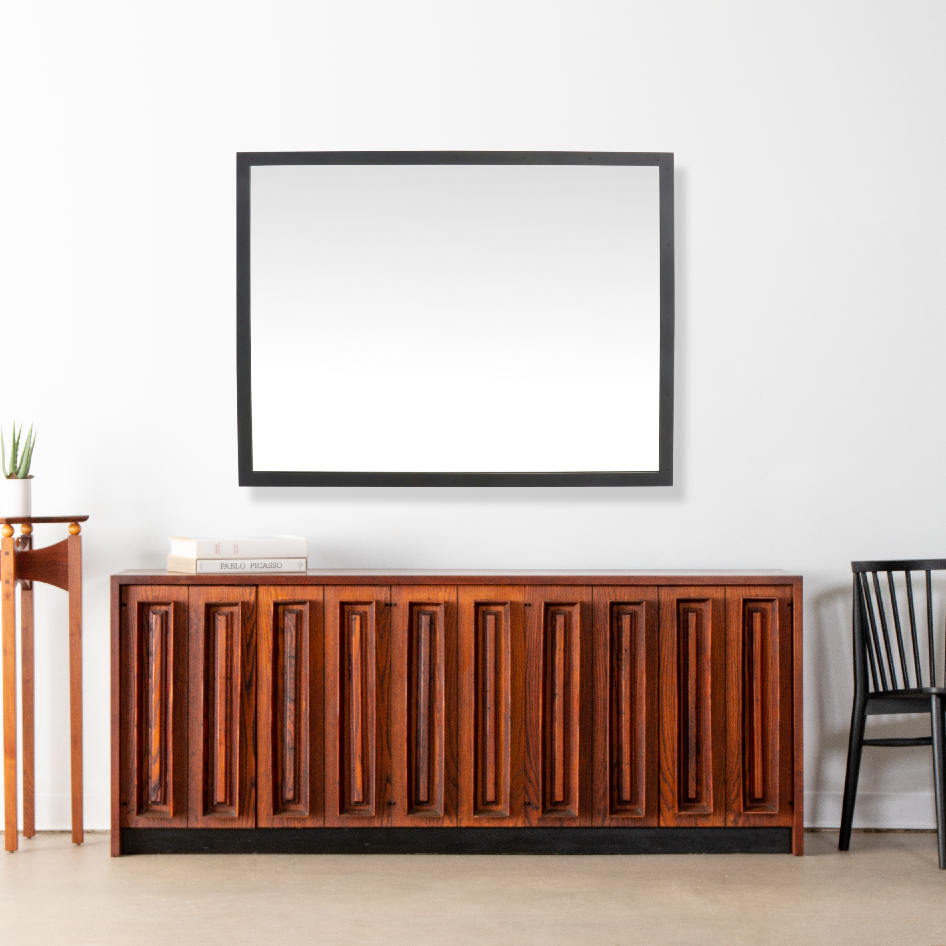 Restoration Hardware Blackened  Metal Frame Wall Mirror