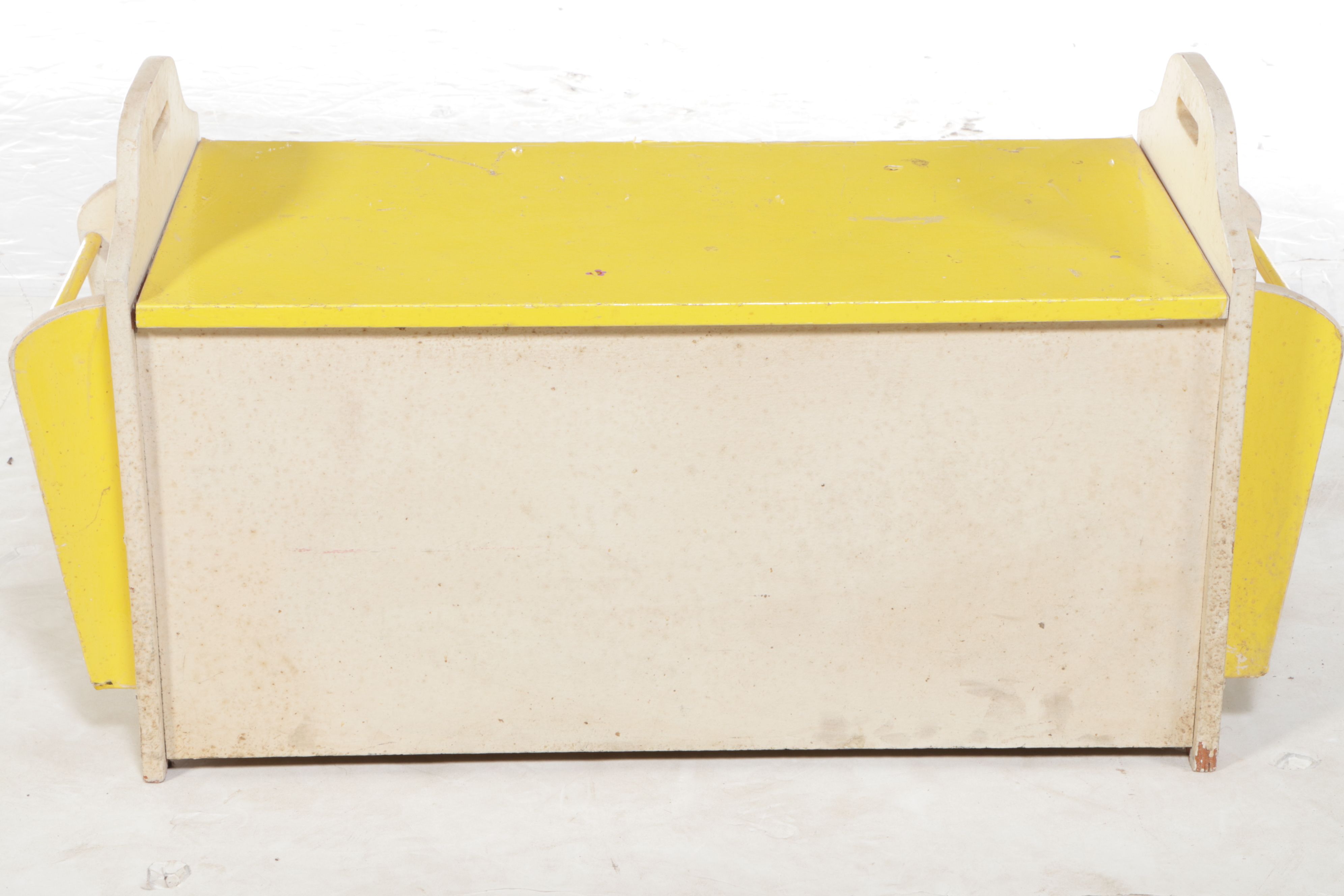 Vintage Yellow Painted Wooden Toy Chest