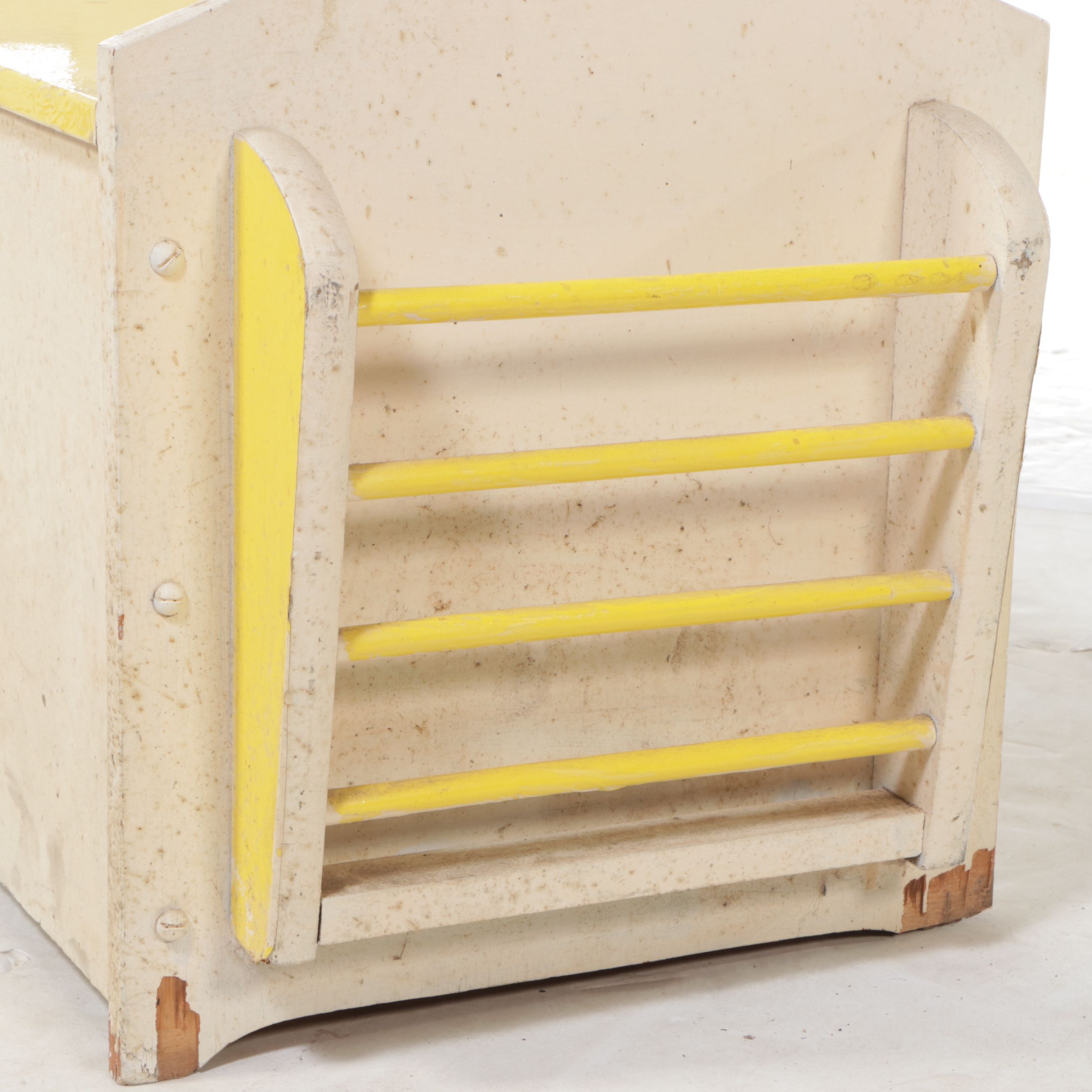 Vintage Yellow Painted Wooden Toy Chest