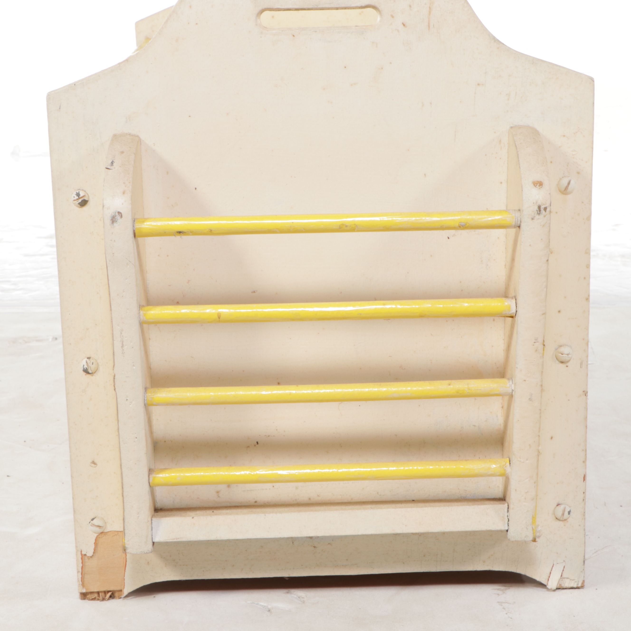 Vintage Yellow Painted Wooden Toy Chest