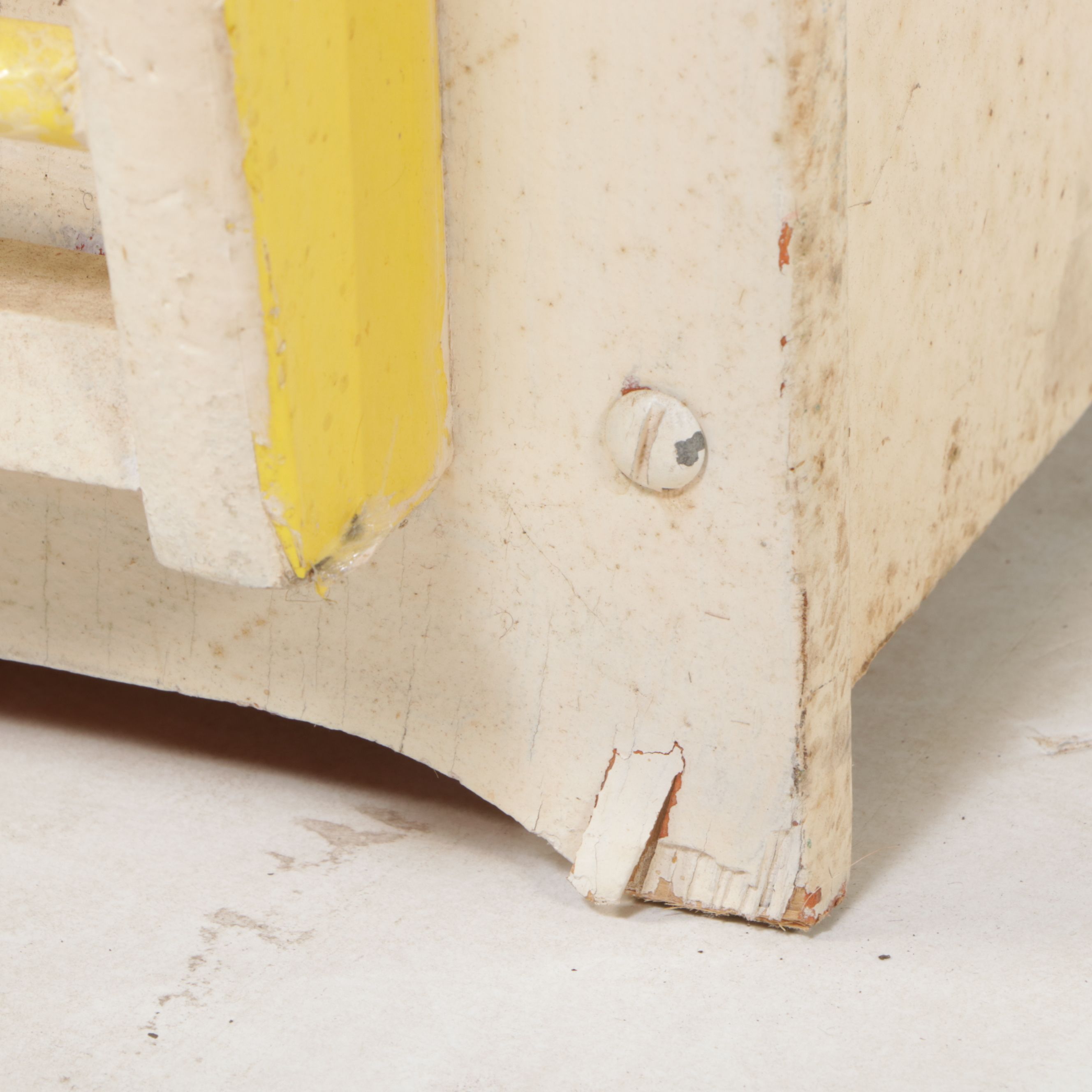 Vintage Yellow Painted Wooden Toy Chest