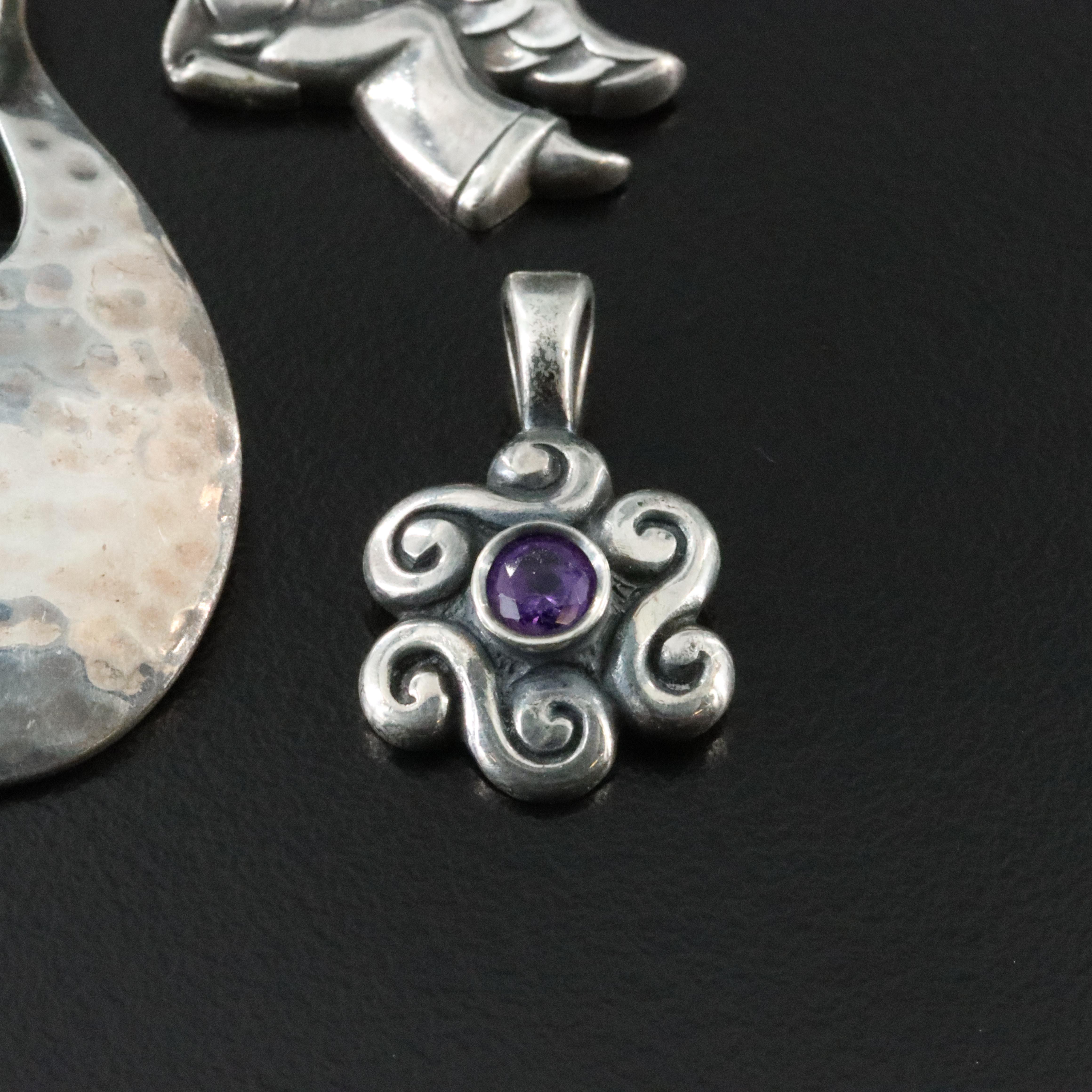 James Avery Sterling Amethyst Pendants and Earrings