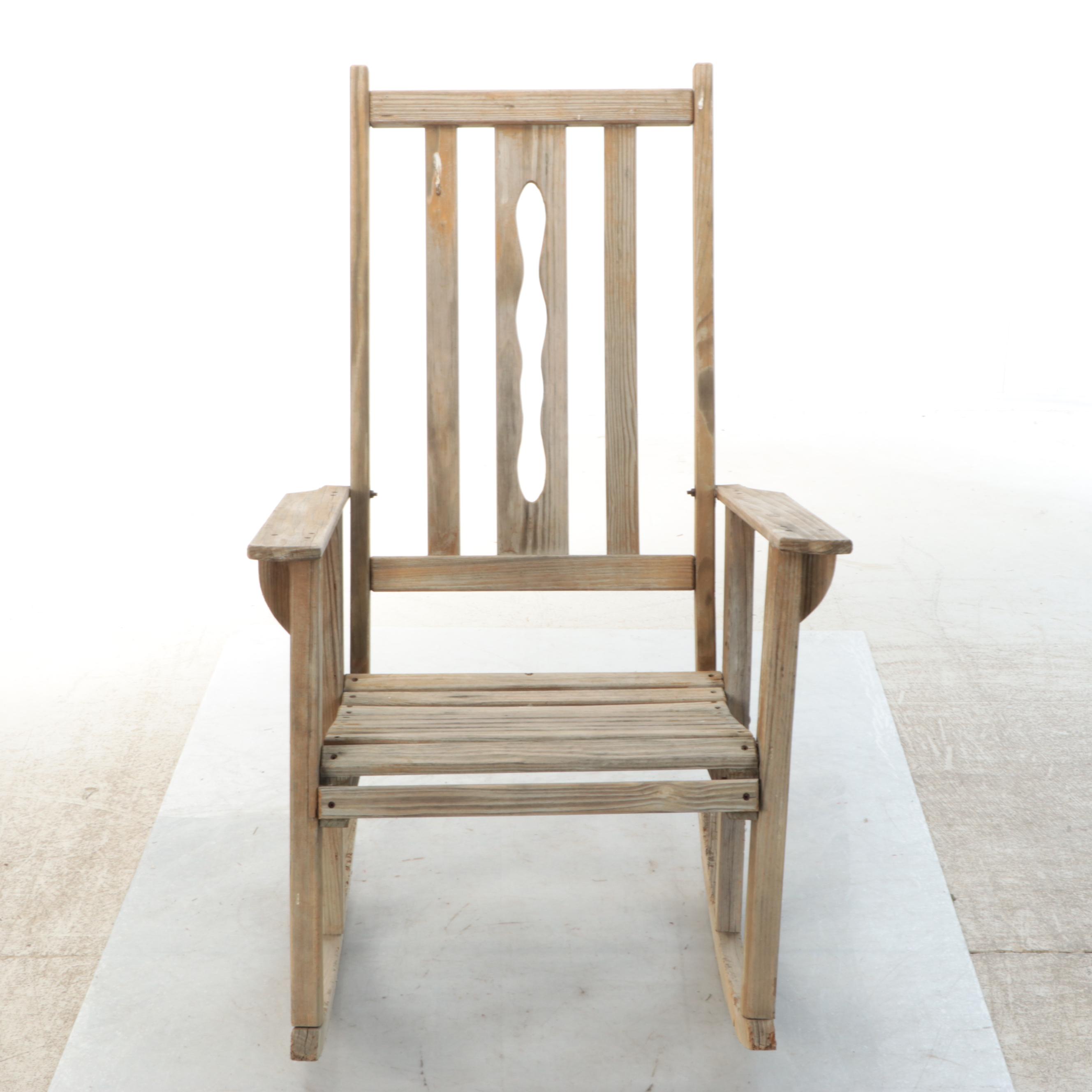 Slatted Wood Patio Rocking Chair