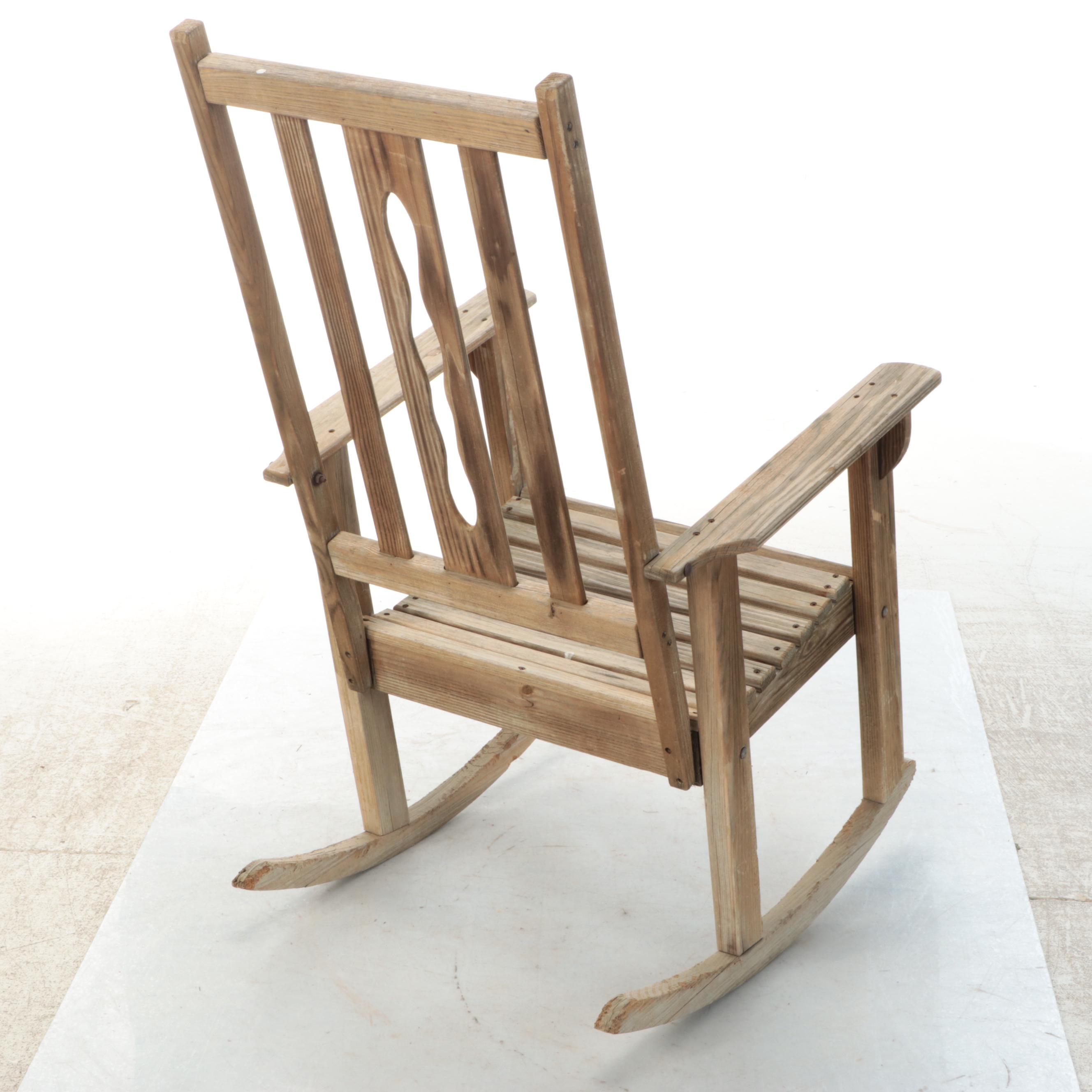 Slatted Wood Patio Rocking Chair