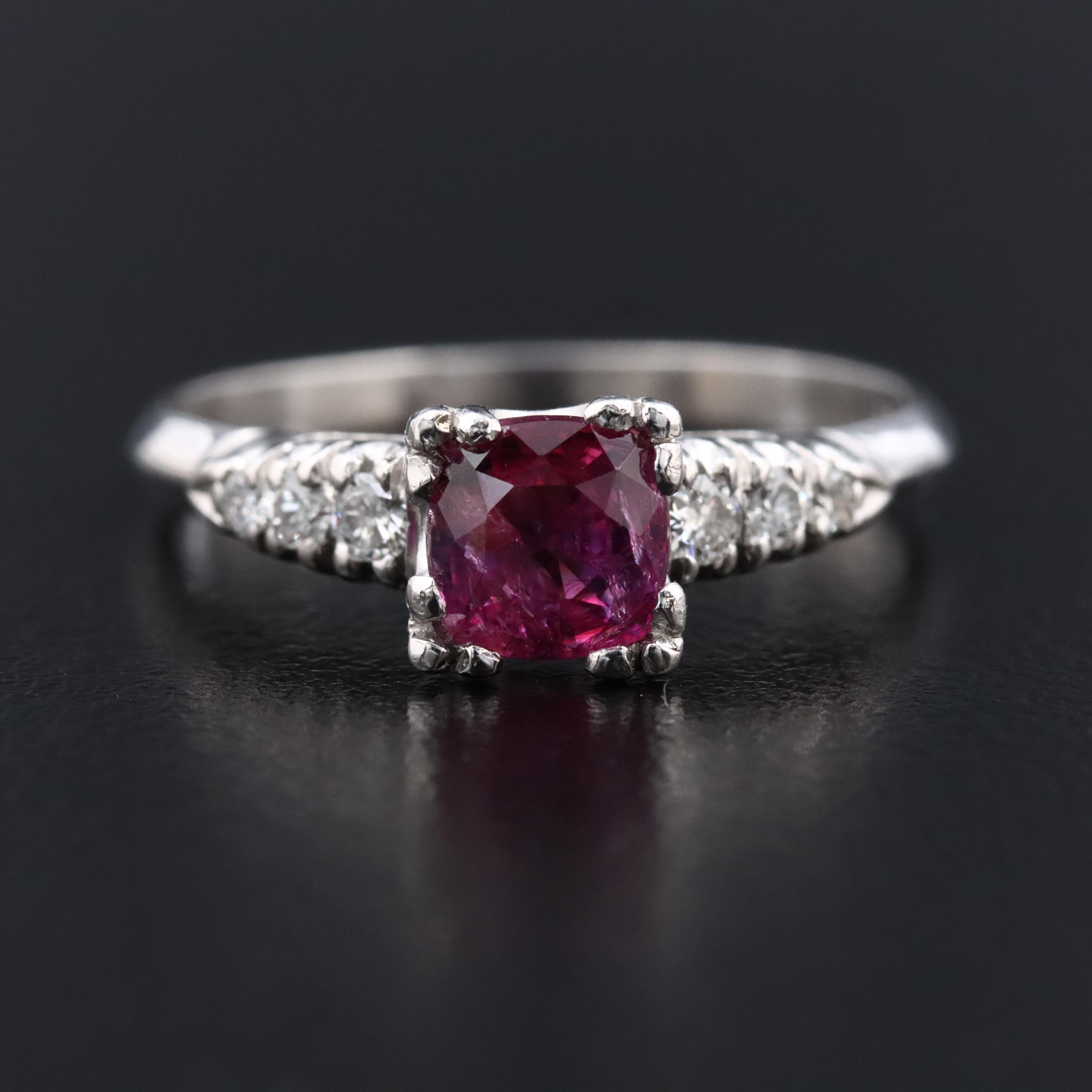 Platinum Ruby and Diamond Ring