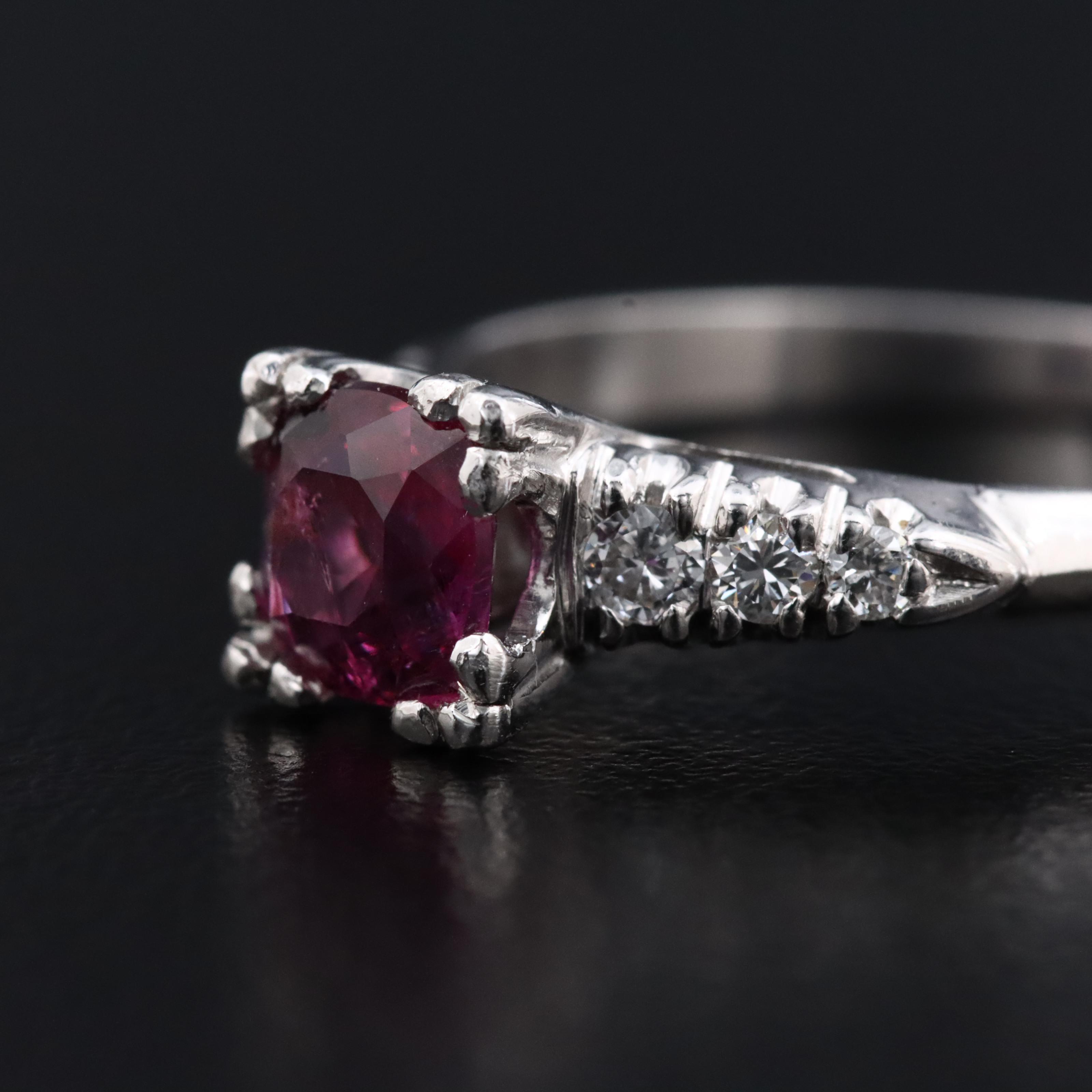 Platinum Ruby and Diamond Ring