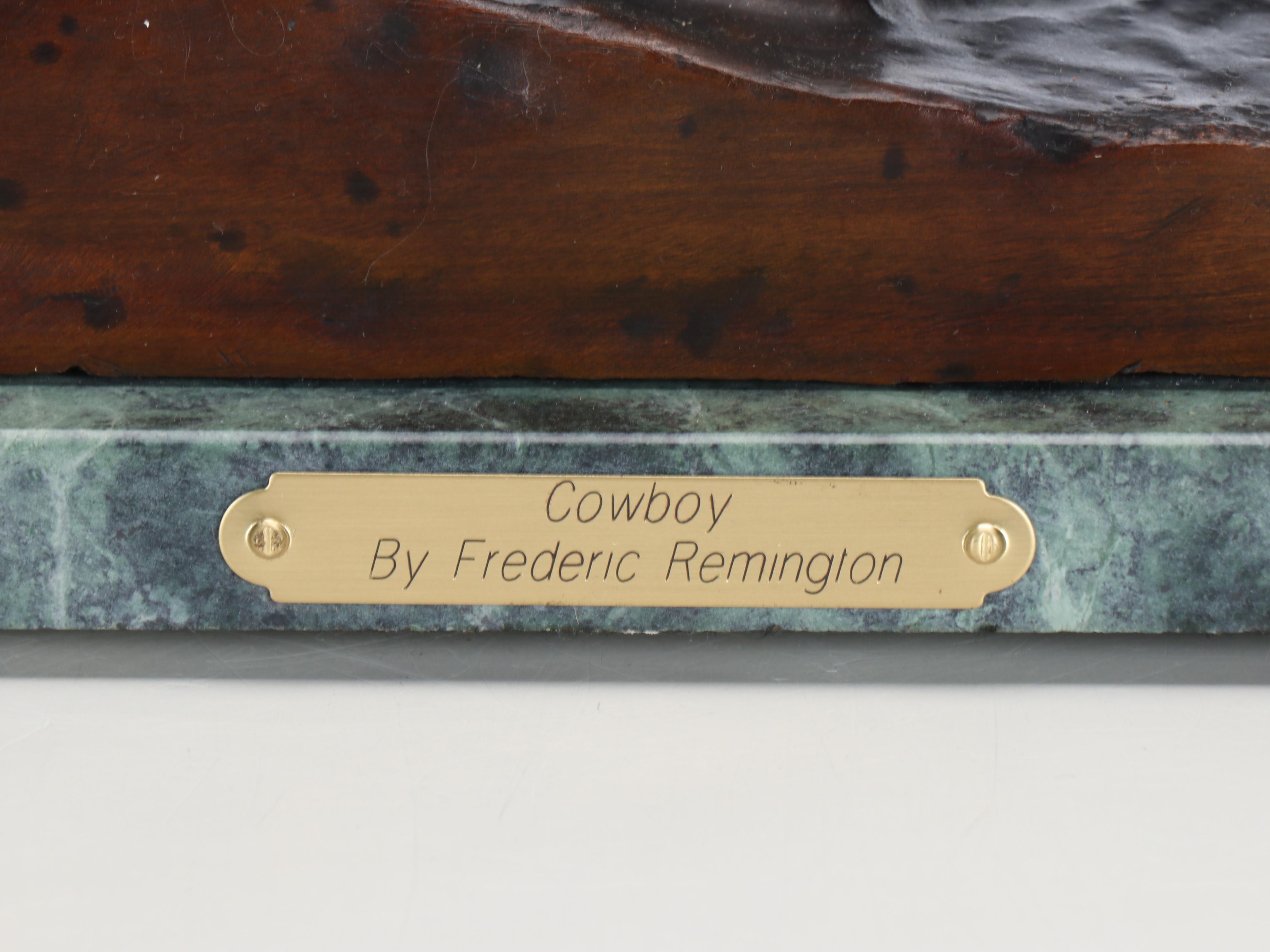 Patinated Bronze Sculpture After Frederick Remington "Cowboy"