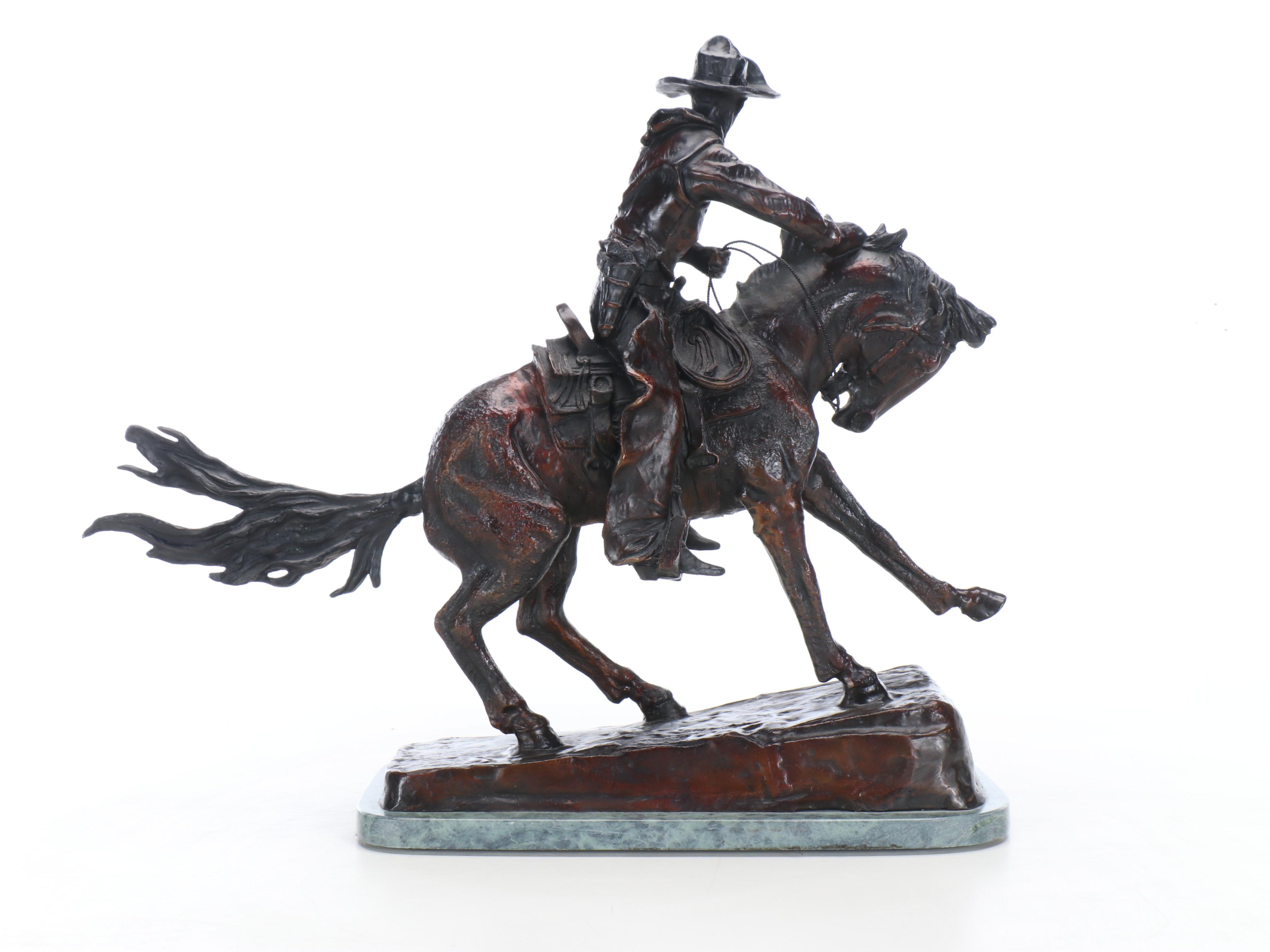 Patinated Bronze Sculpture After Frederick Remington "Cowboy"