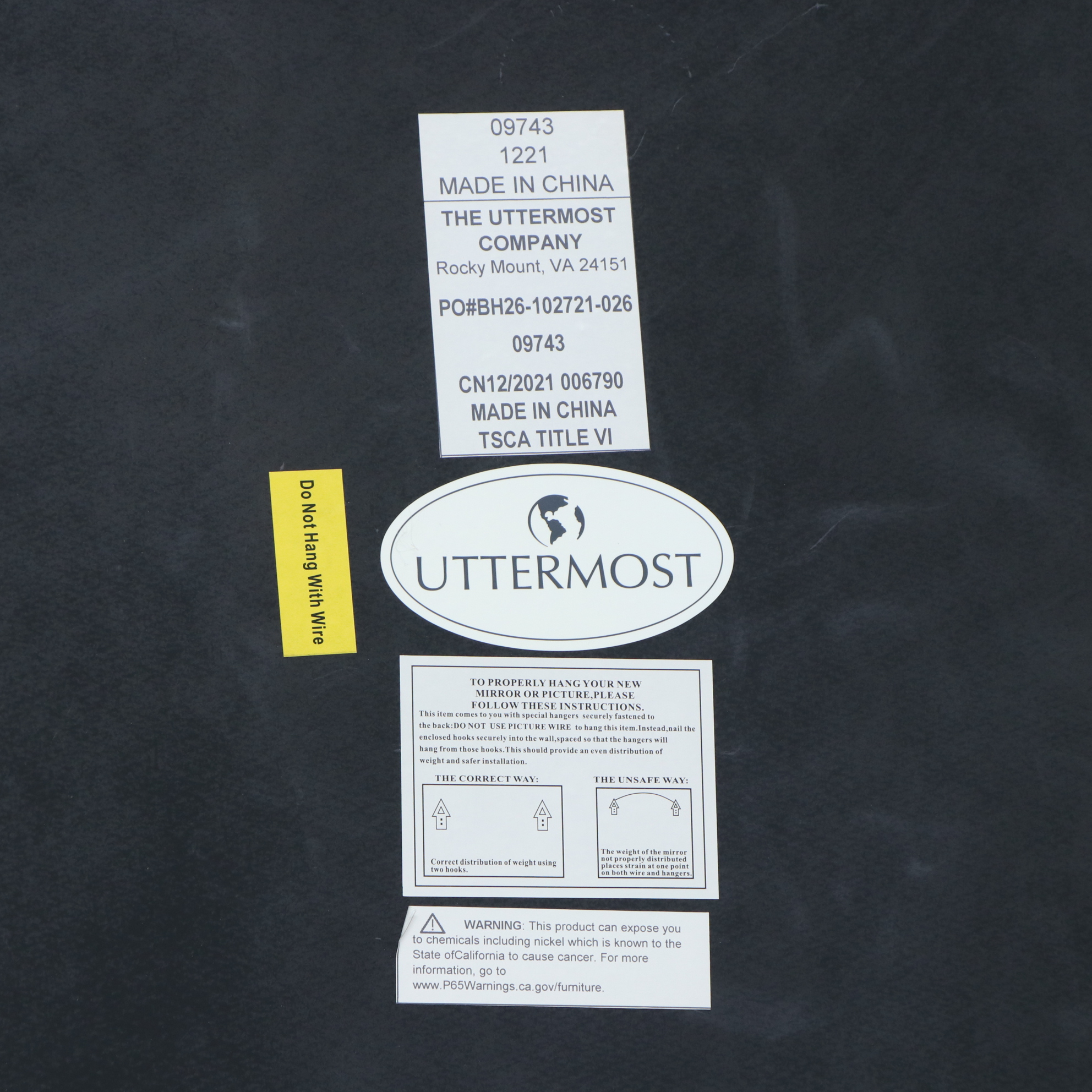 Uttermost "Atticus" Black Metal Leaning Wall Mirror