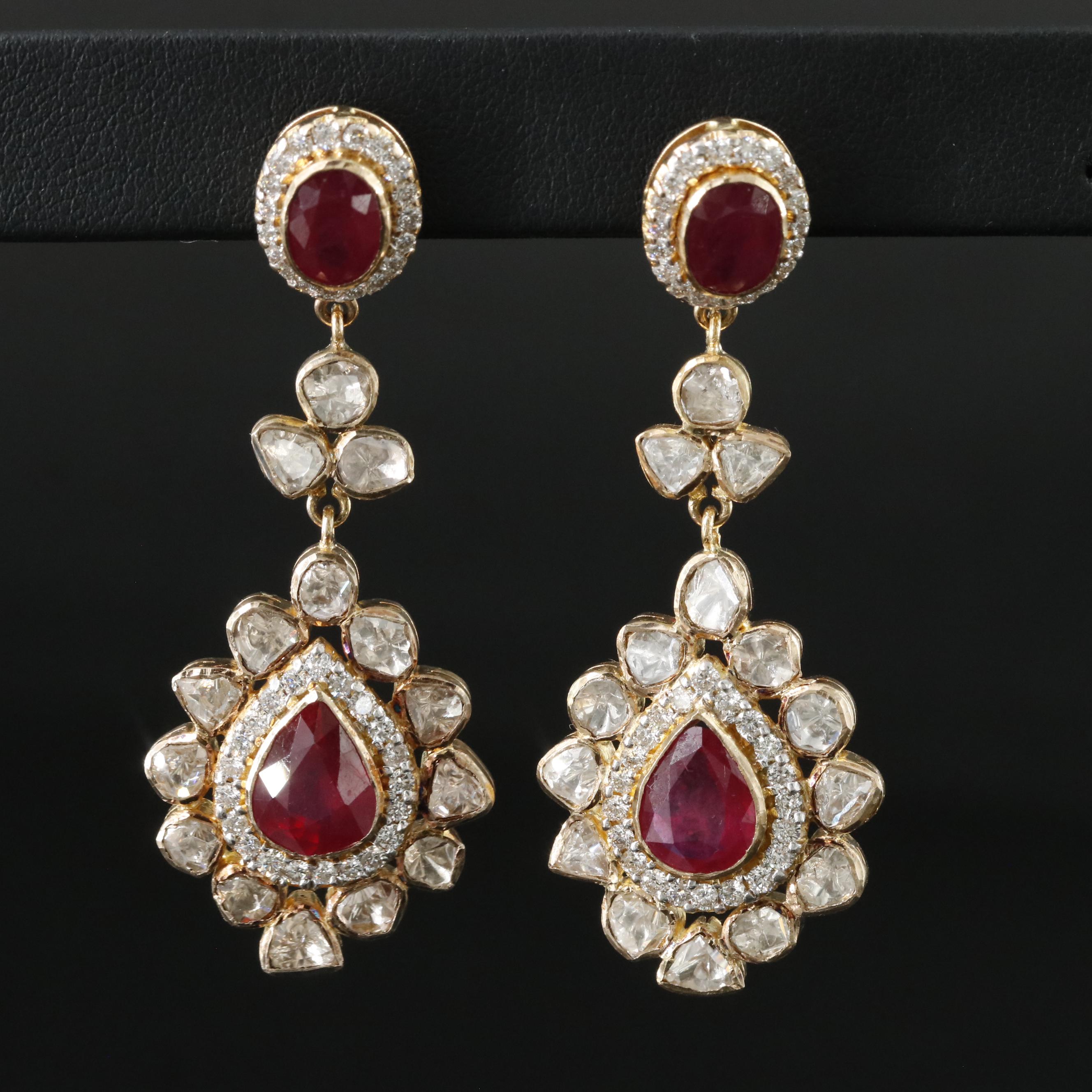 18K Filled Corundum and Diamond Earrings