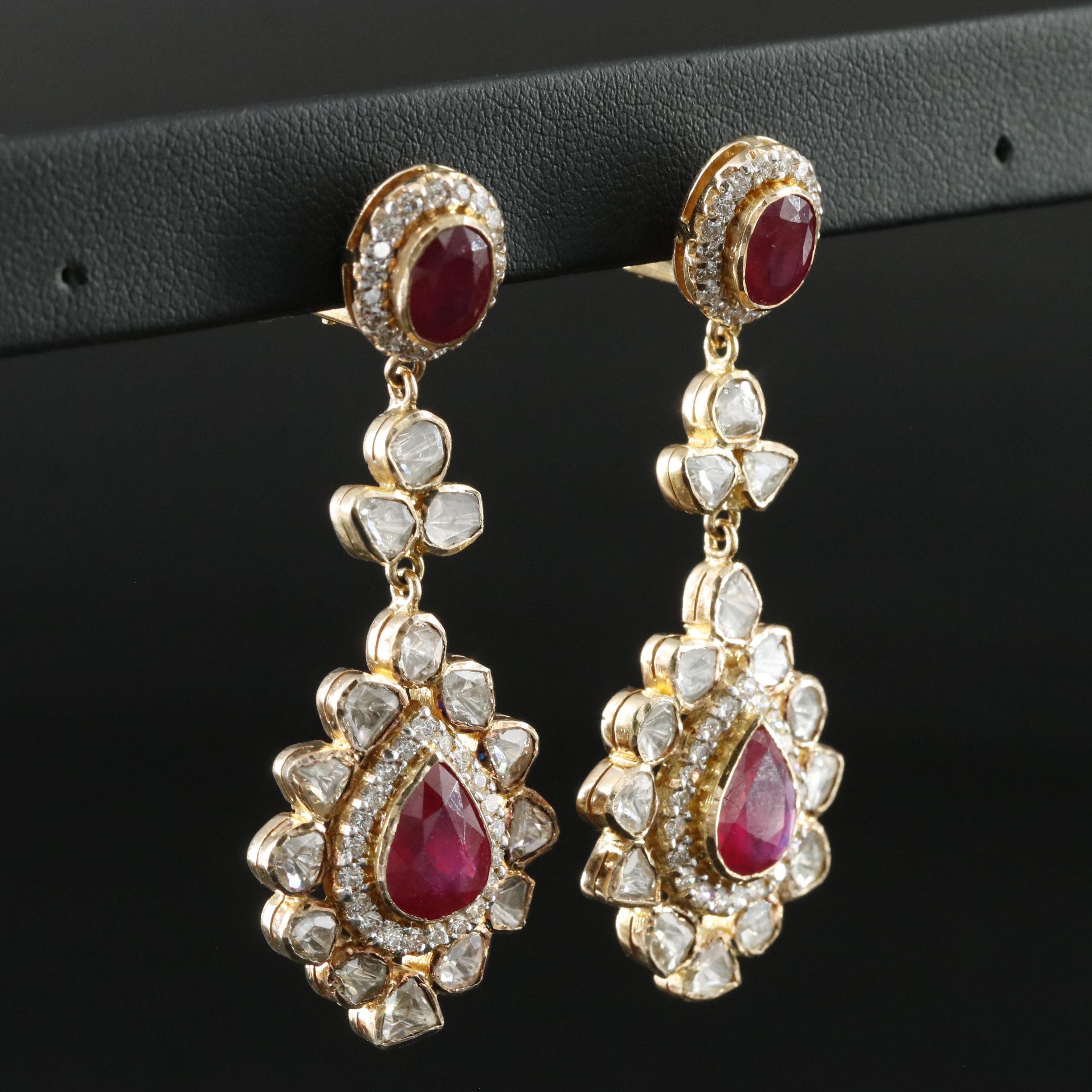 18K Filled Corundum and Diamond Earrings