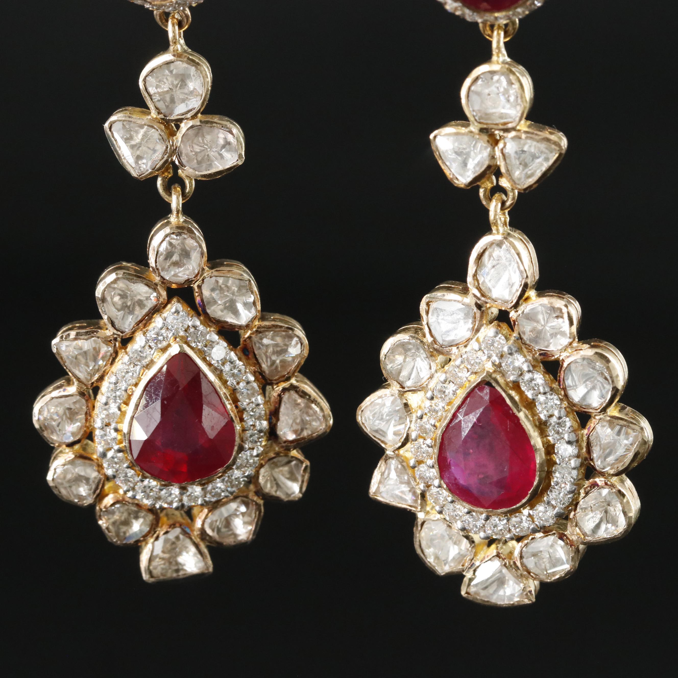 18K Filled Corundum and Diamond Earrings