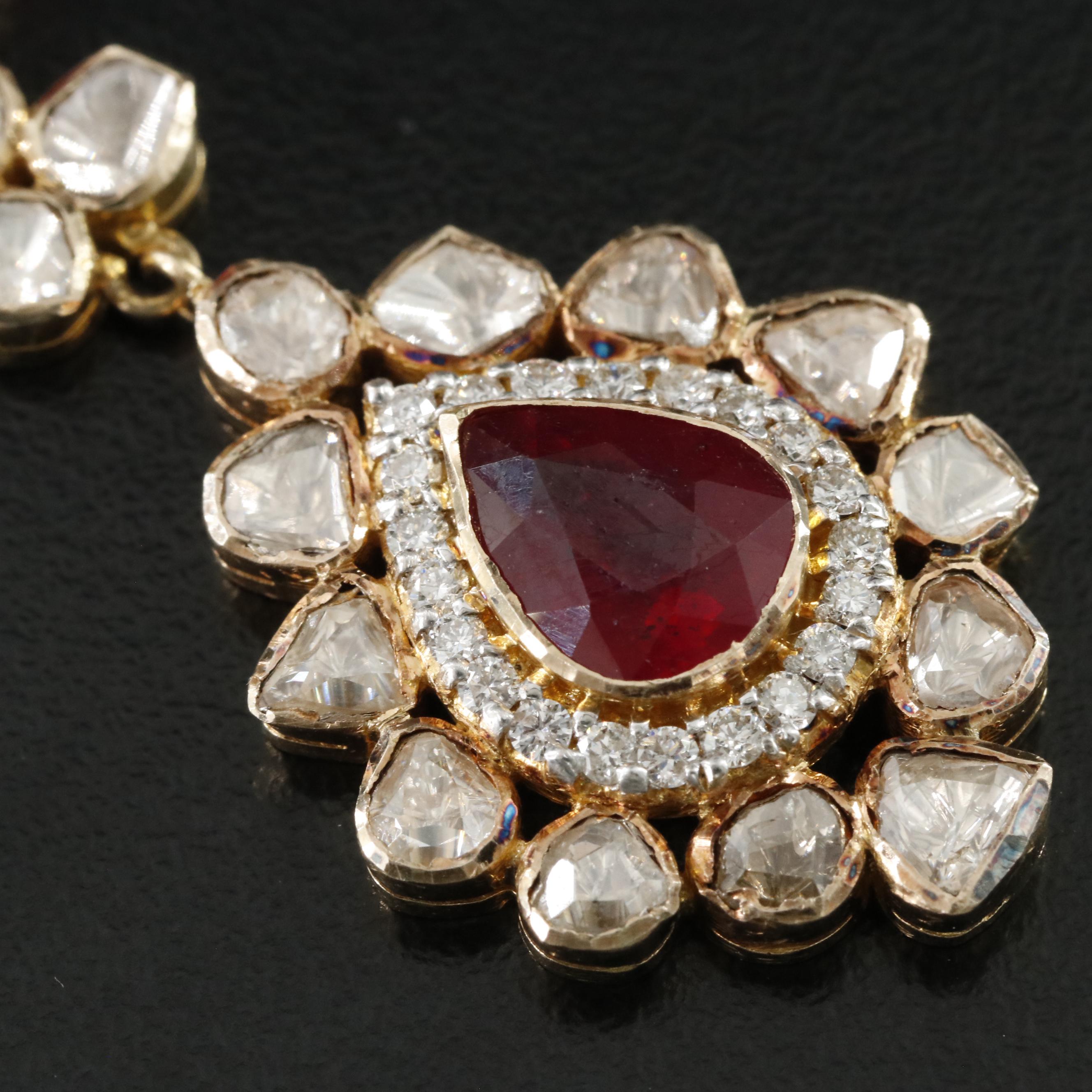 18K Filled Corundum and Diamond Earrings