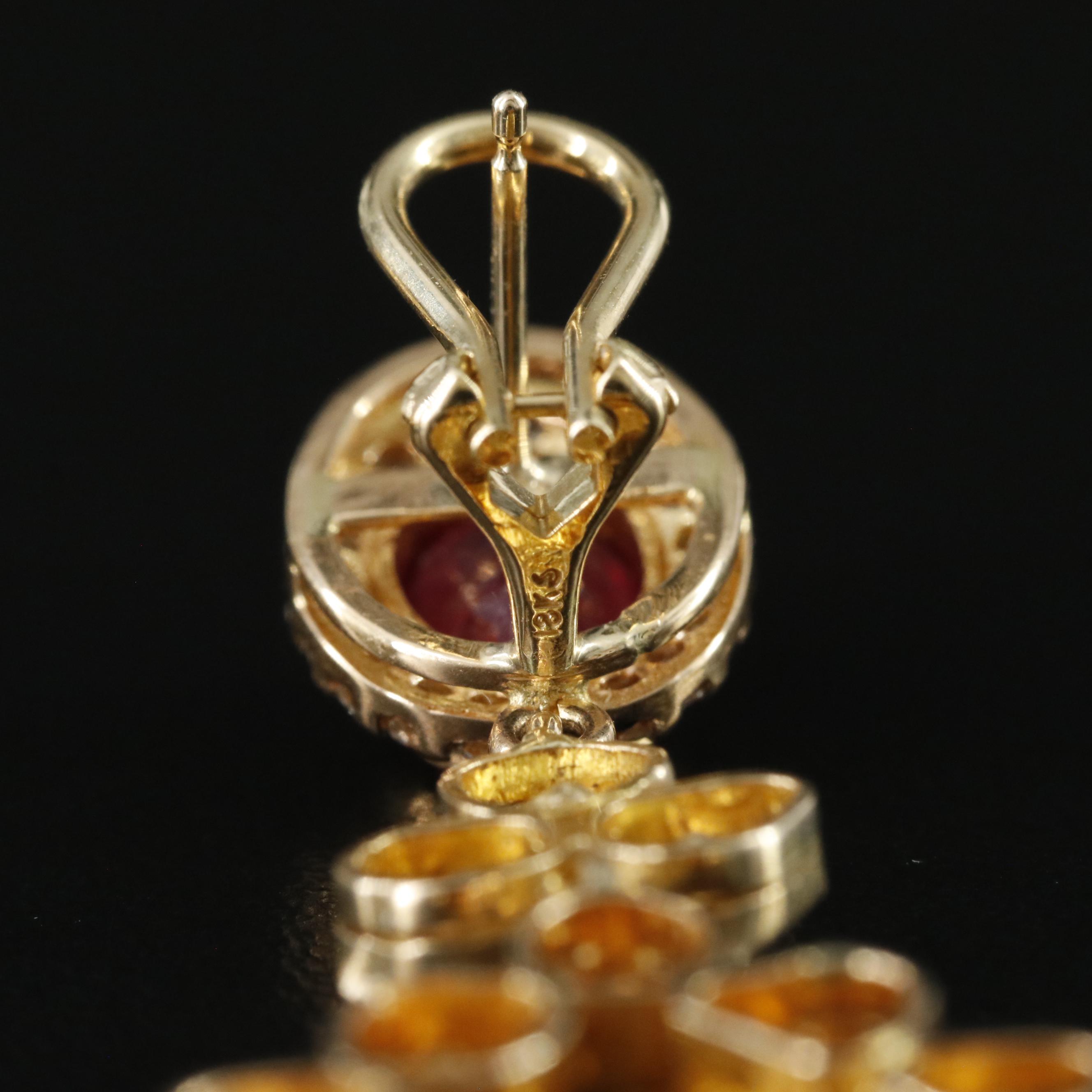 18K Filled Corundum and Diamond Earrings