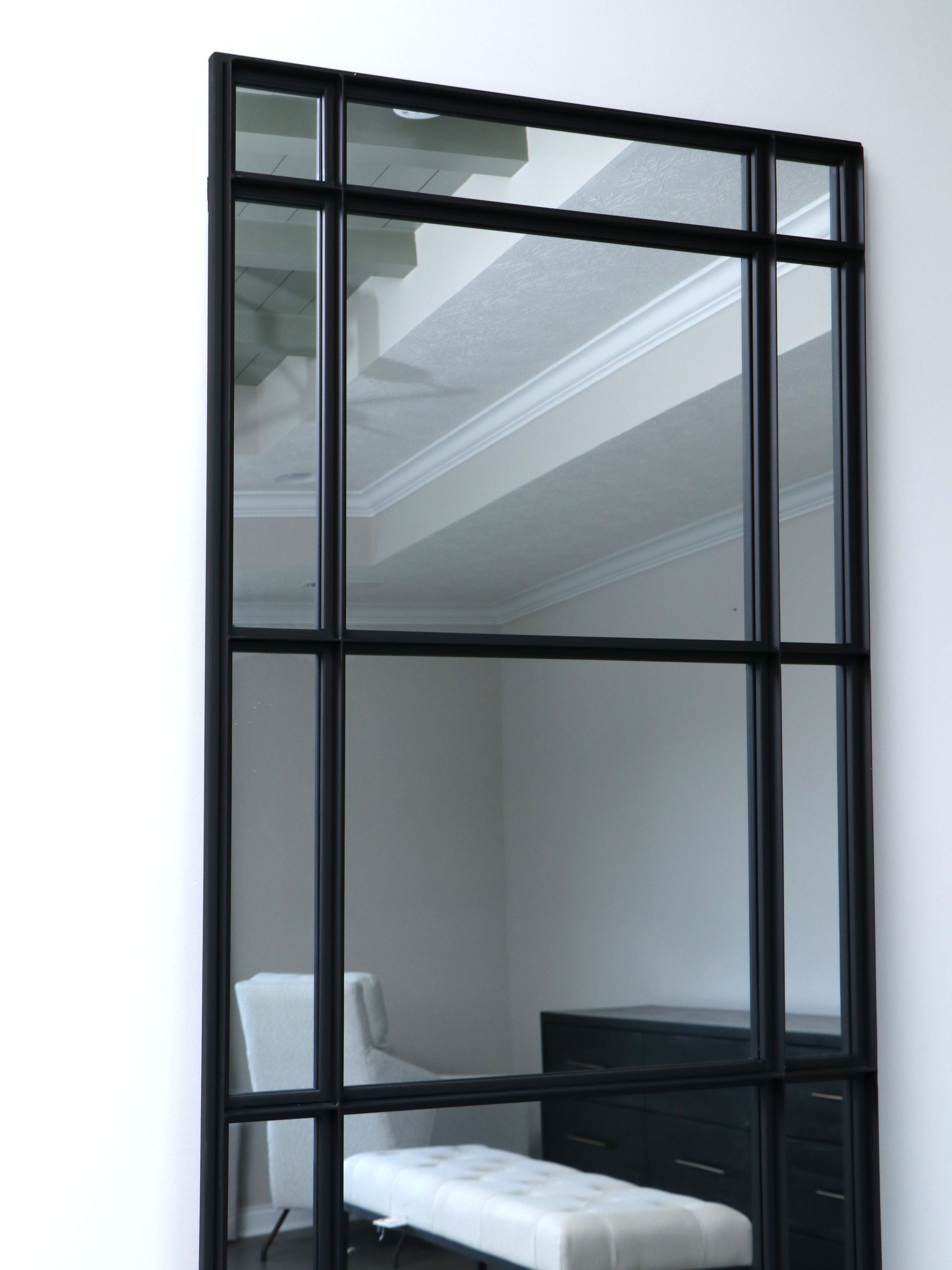 Uttermost "Atticus" Black Metal Leaning Wall Mirror