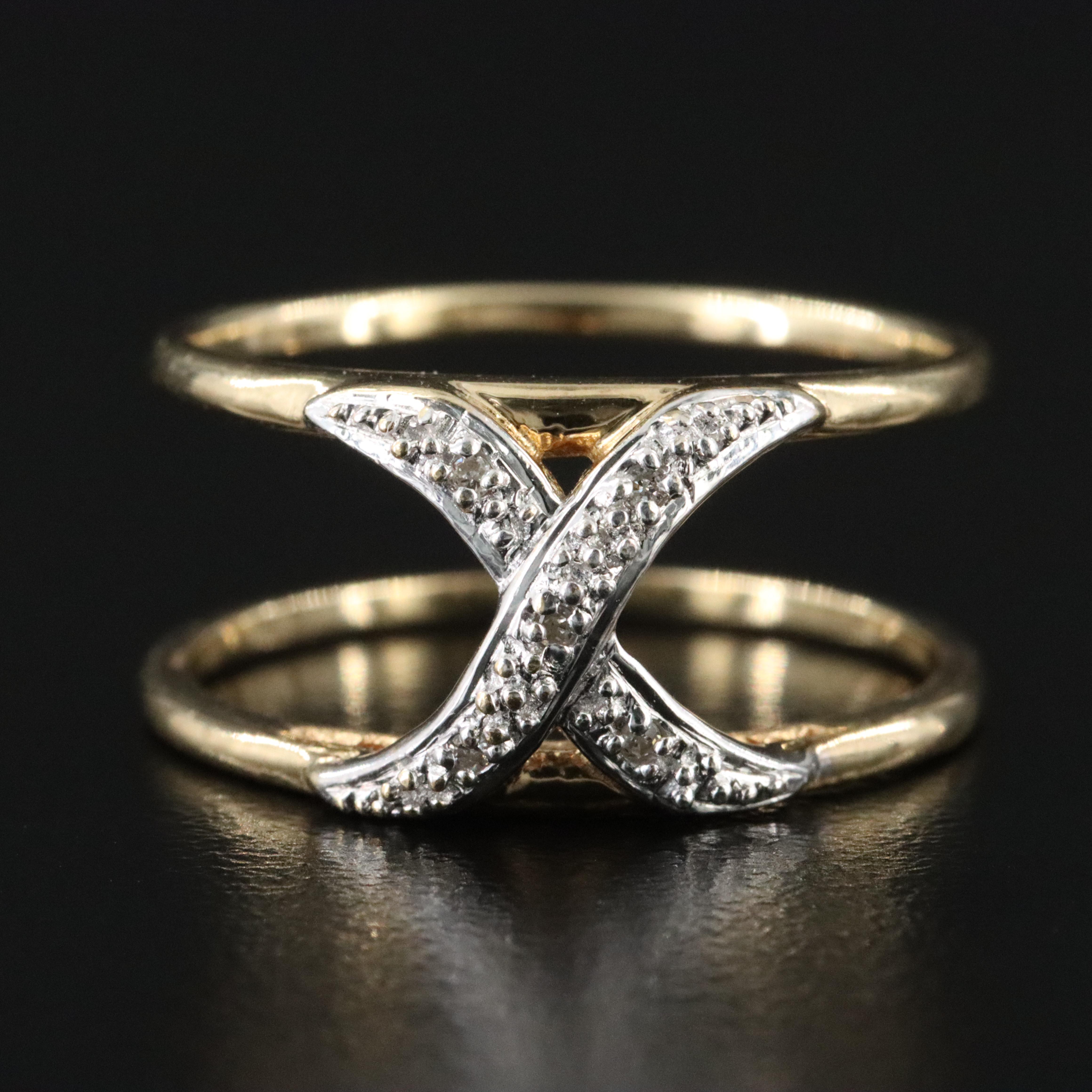14K 0.02 CTW Diamond 'X' Band