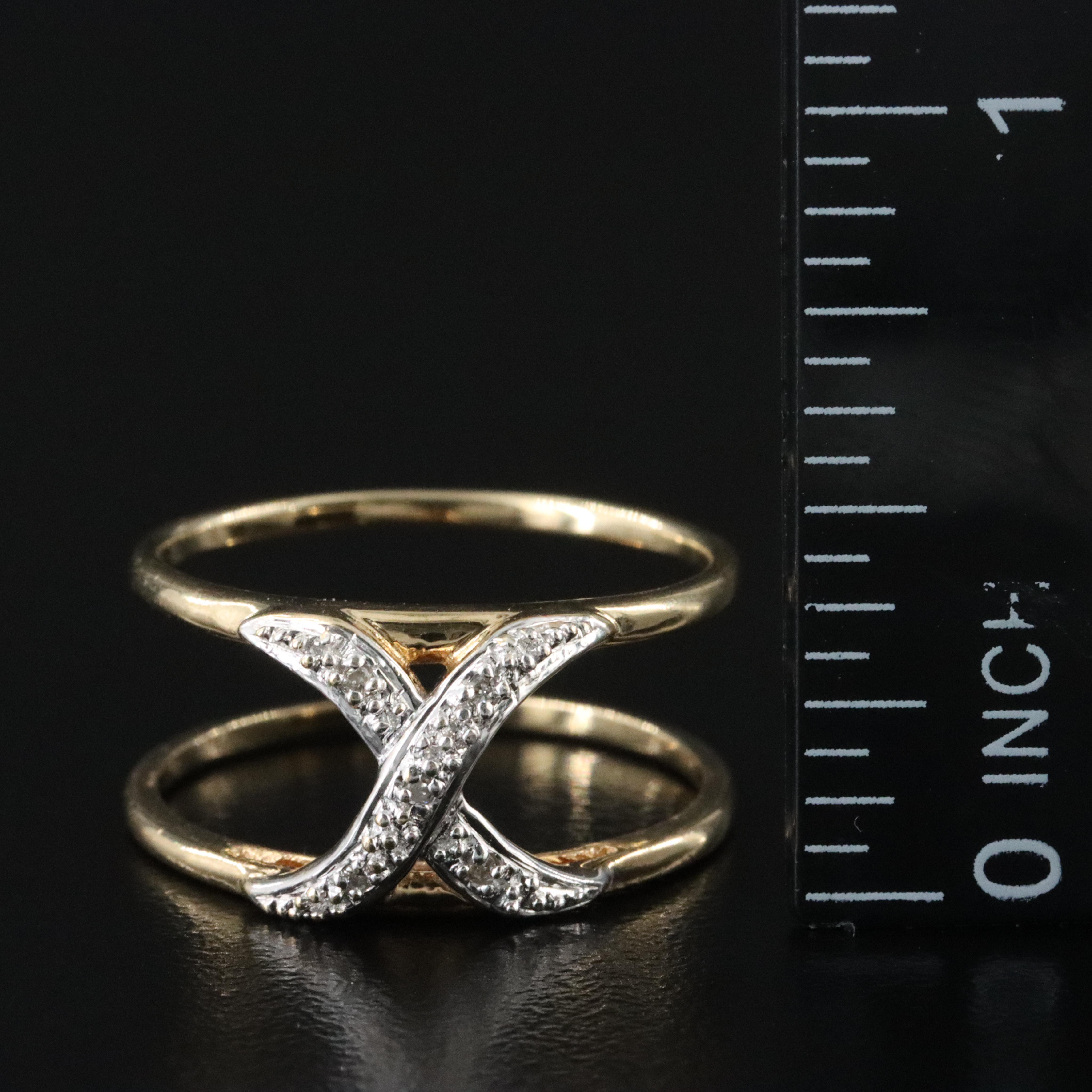 14K 0.02 CTW Diamond 'X' Band