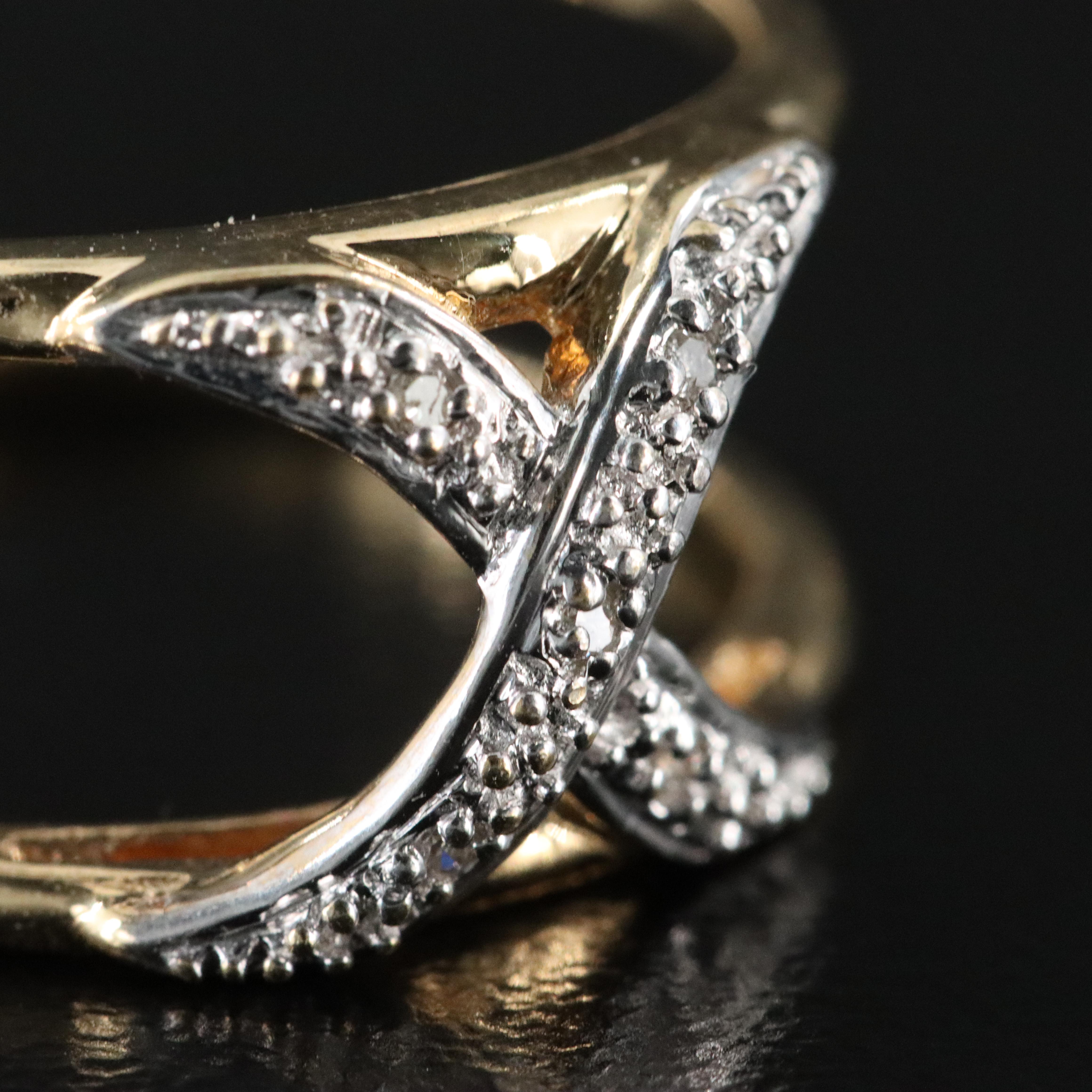 14K 0.02 CTW Diamond 'X' Band