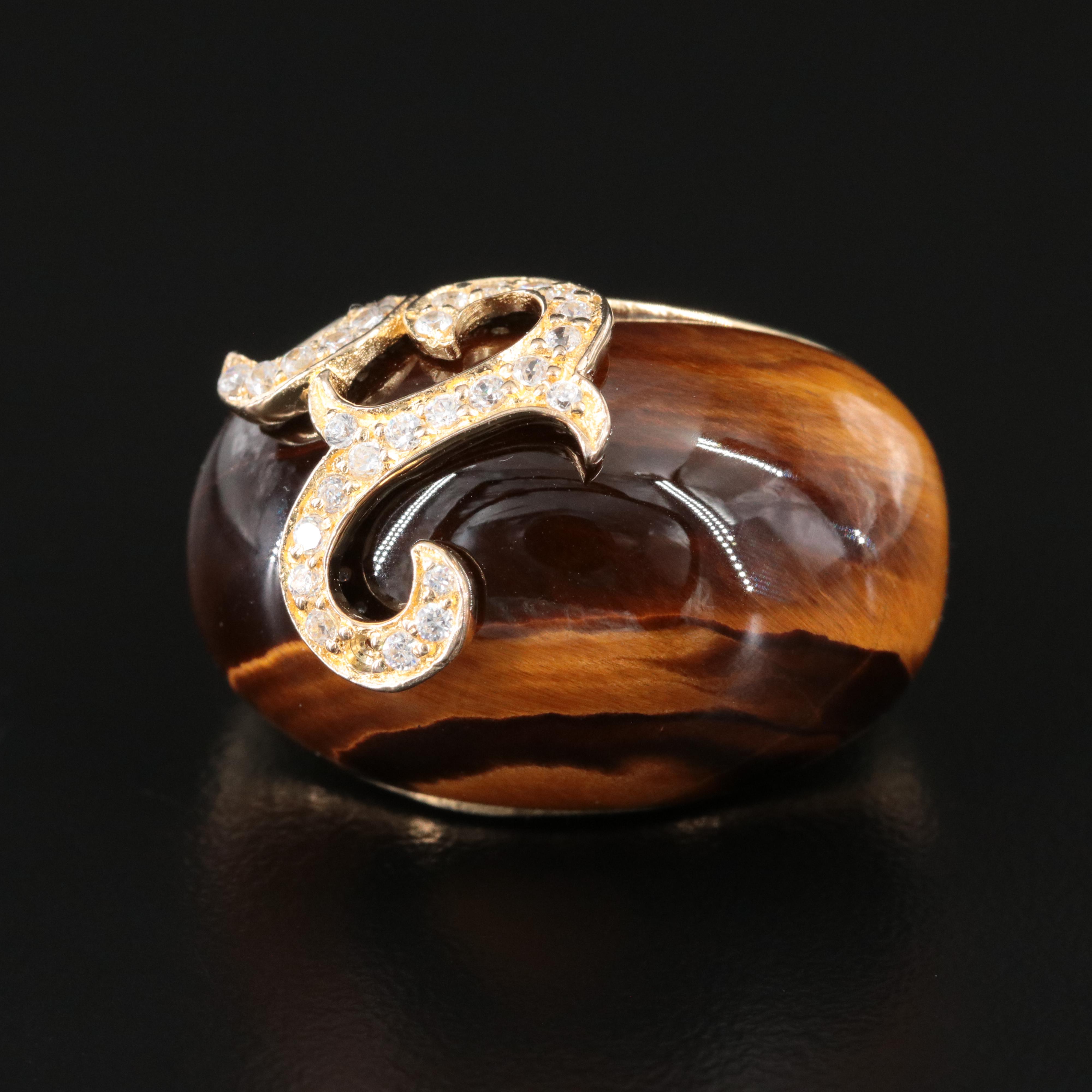 Sterling Tiger's Eye and CZ Ring