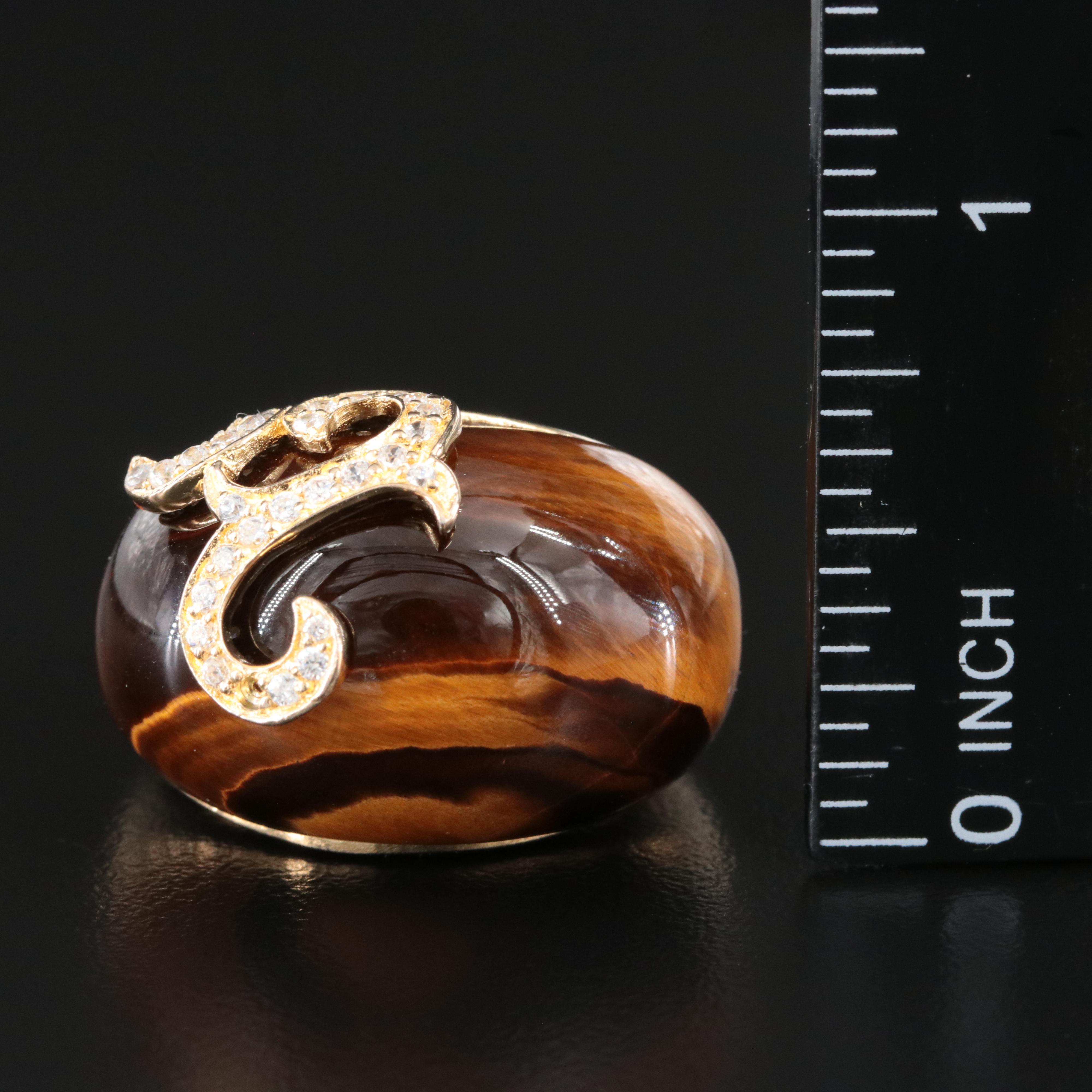 Sterling Tiger's Eye and CZ Ring