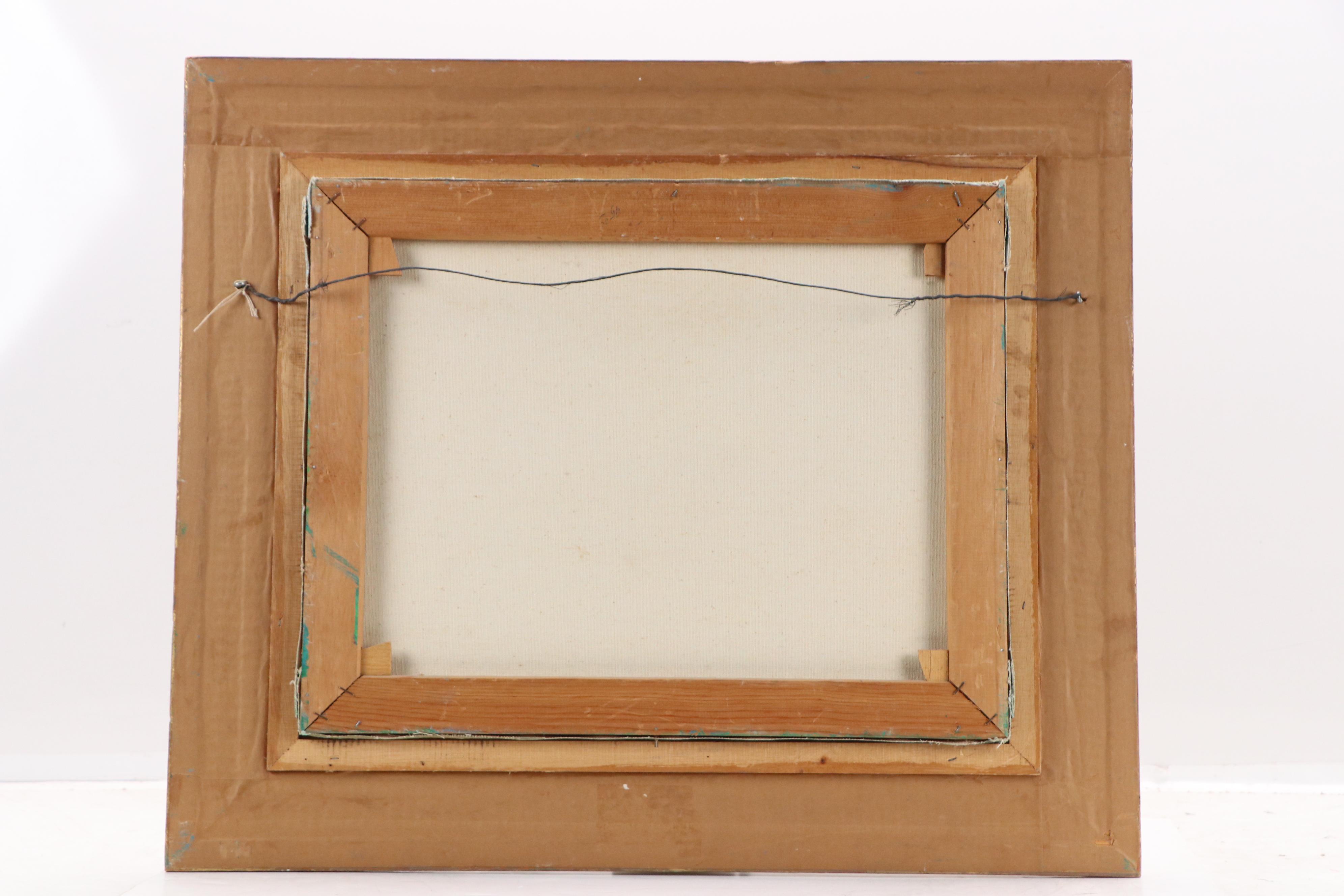 Stylized Impasto Acrylic Painting of Waterfront Houses, Late 20th–21st Century