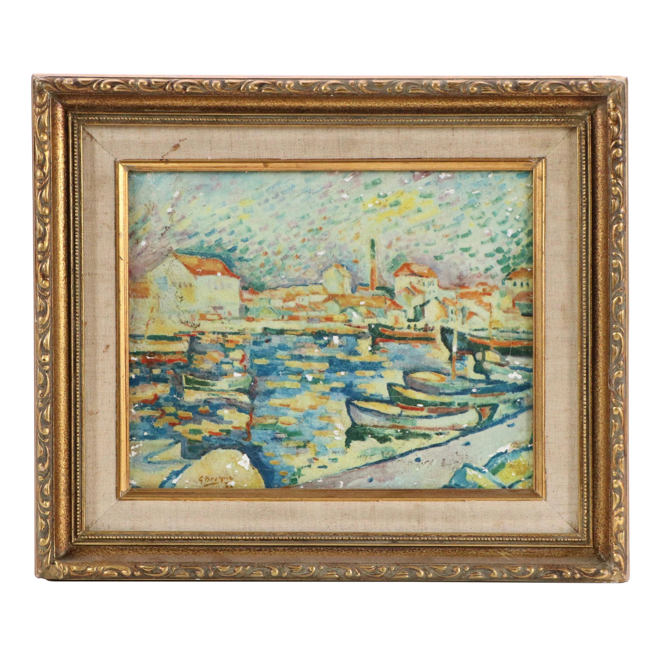 Textured Photomechanical Print After Georges Braque "La Ciotat Harbor"
