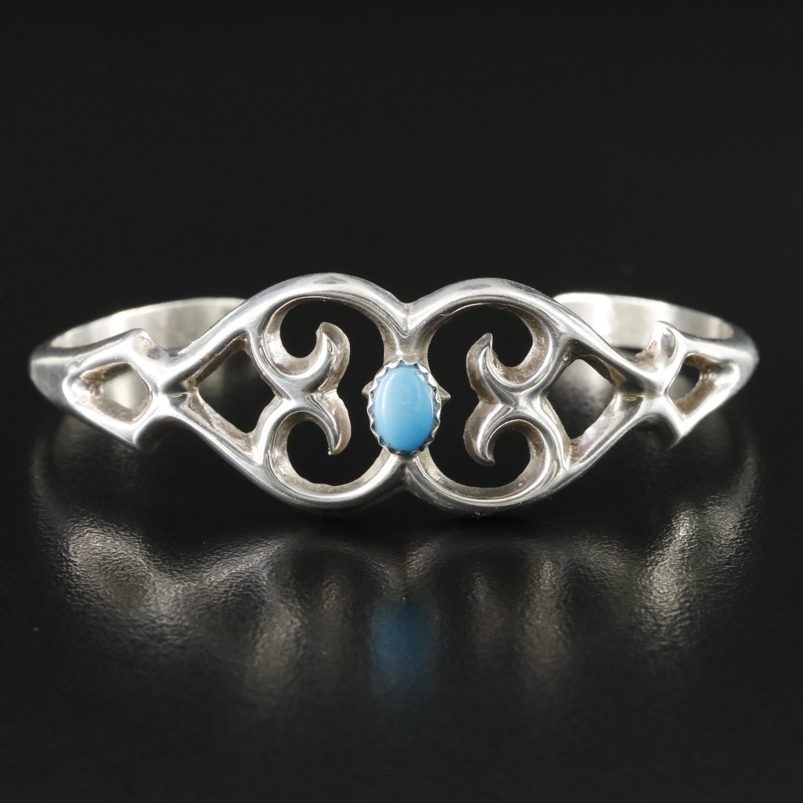 Francis L. Begay Navajo Diné Sterling Turquoise Sandcast Cuff