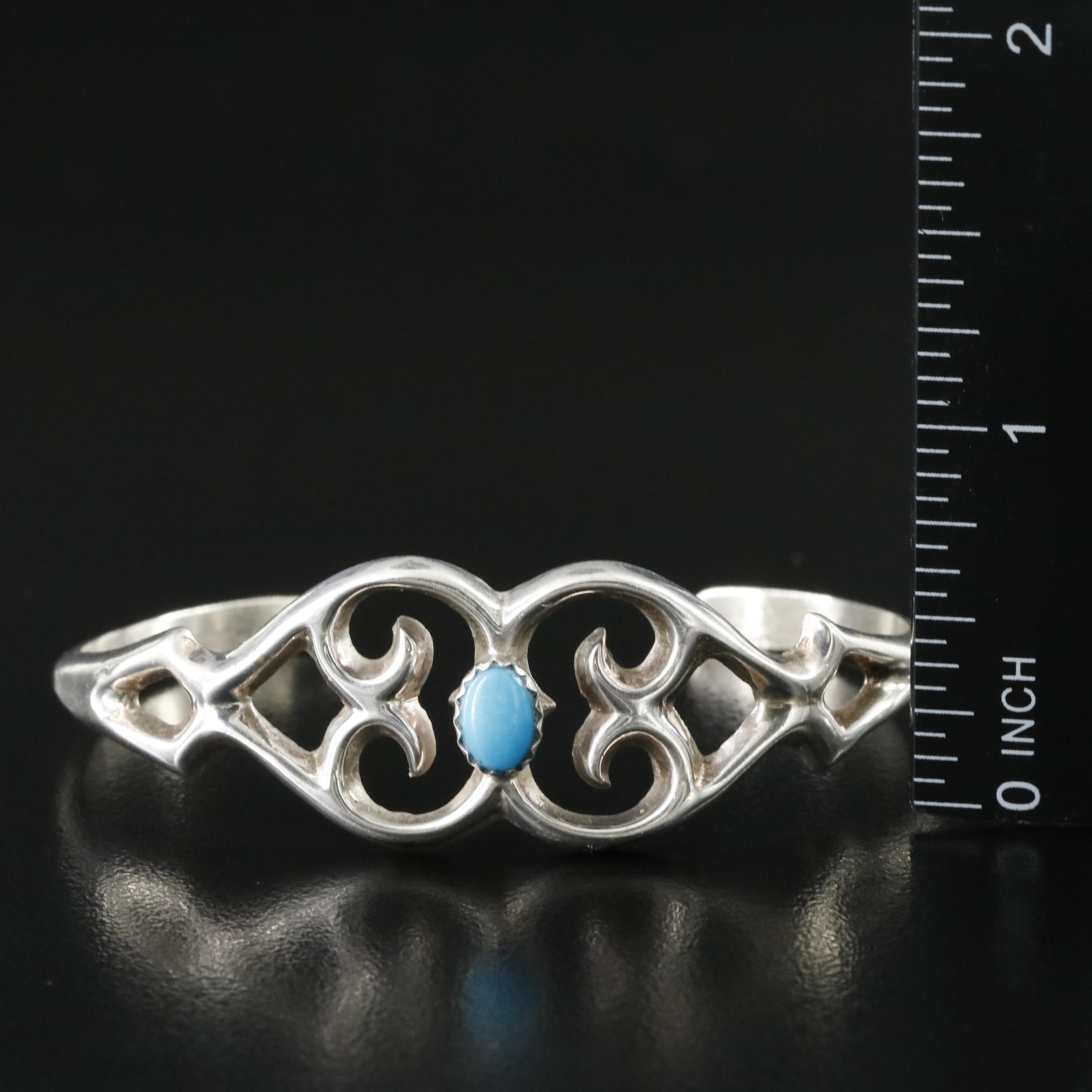 Francis L. Begay Navajo Diné Sterling Turquoise Sandcast Cuff