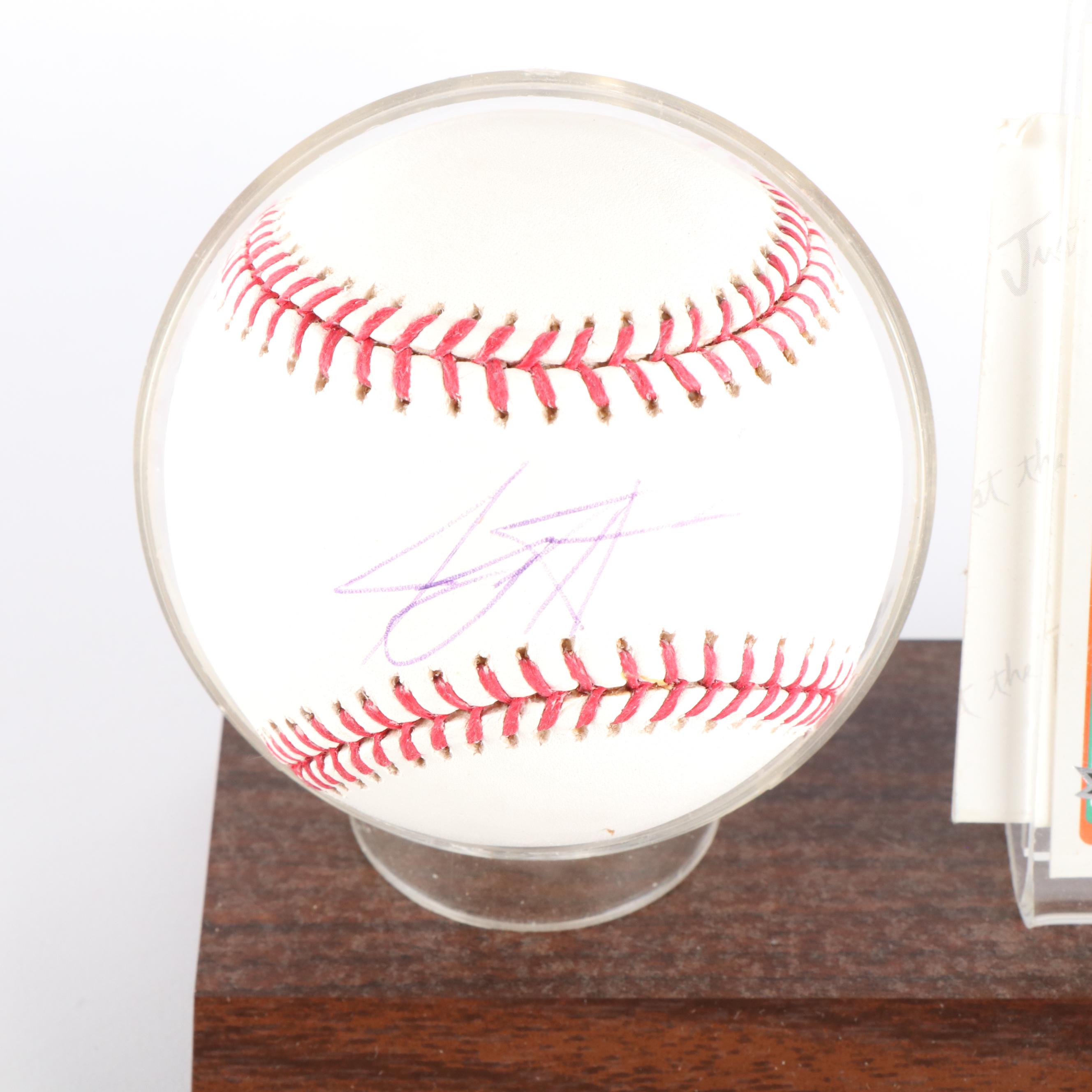 Jay Bruce Signed Mini Bat with Carlos Santana Signed Baseball and More