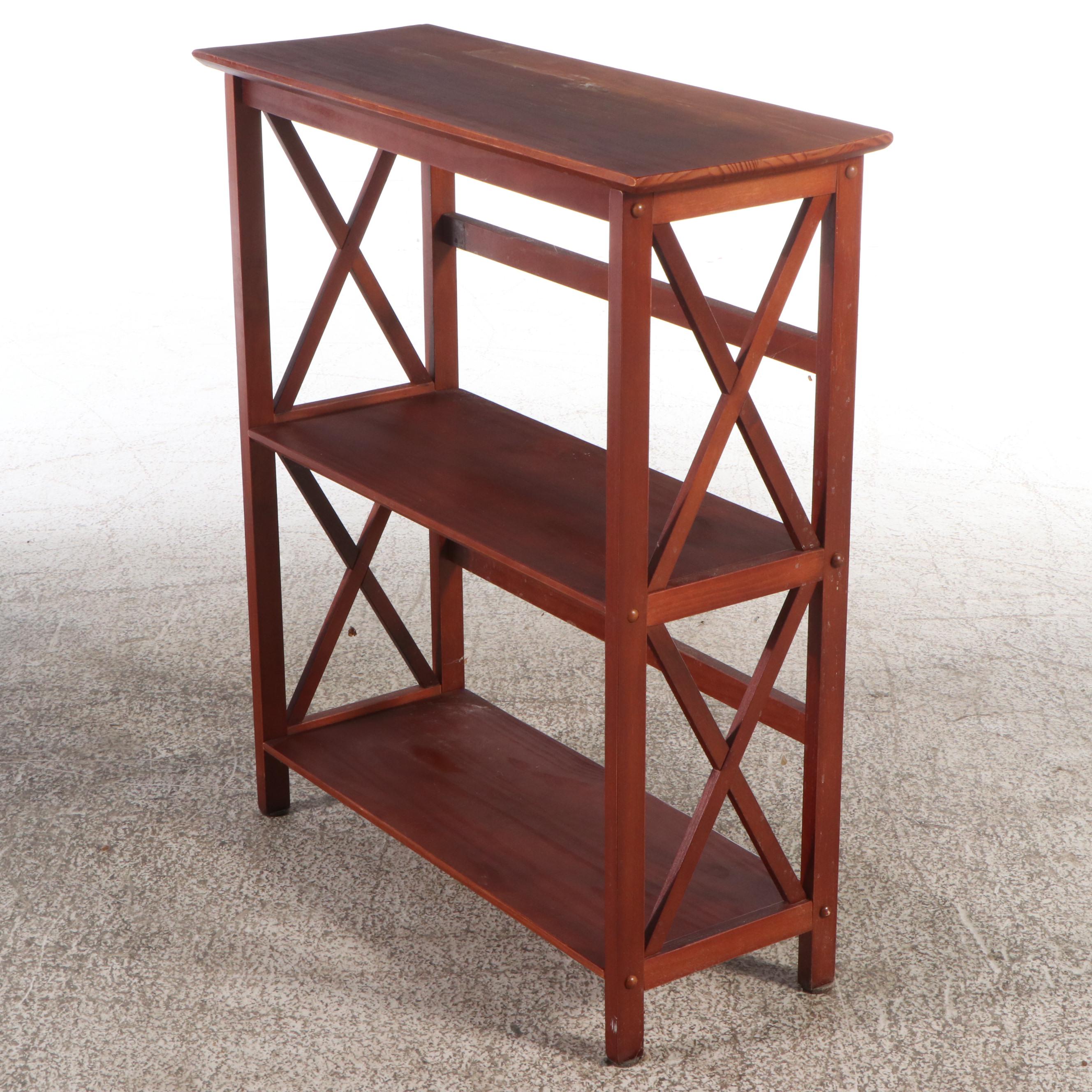 Pair of Cherry Finished Wood Bookcases